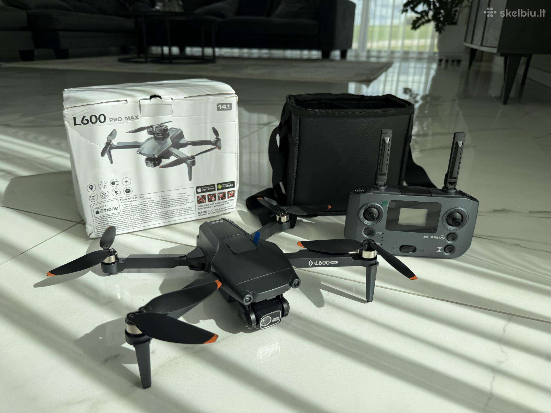 L600 Pro Max dronas su kamera pulteliu ir krepšiu