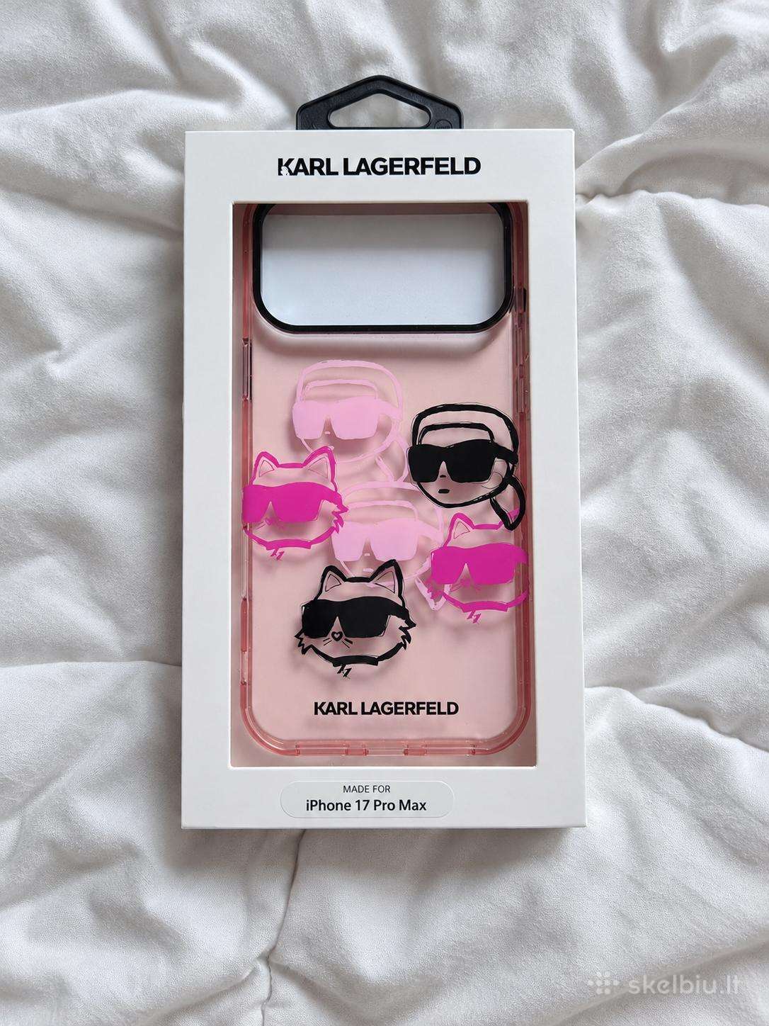 Karl Lagerfeld rožinis dėklas iPhone 17 Pro Max