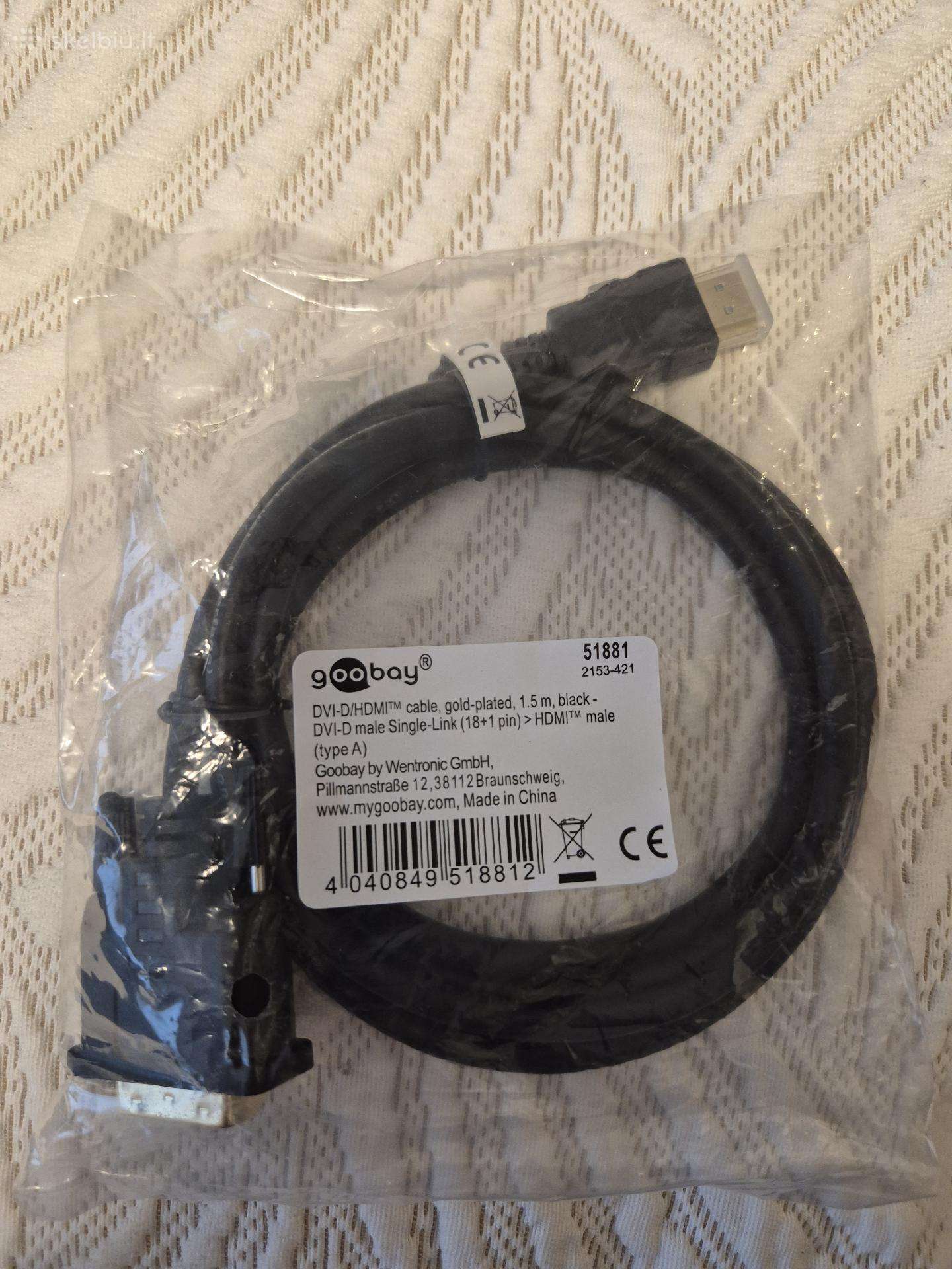 Dvi-d/hdmi kabelis