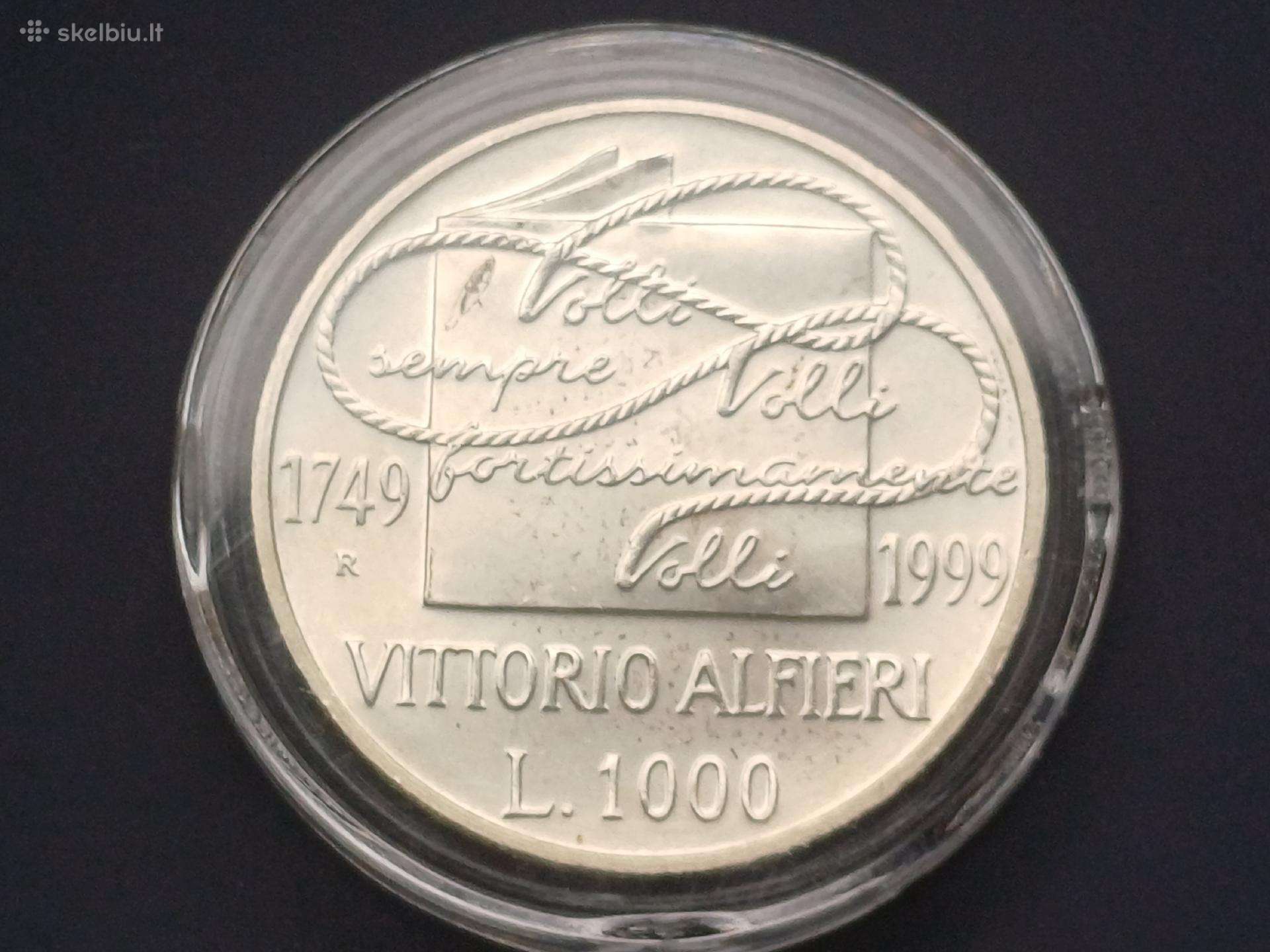 1000 lirų 1999m. Italija sidabras