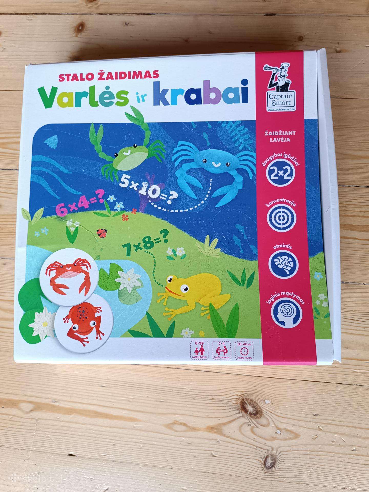 Edukacinis stalo žaidimas daugybai Varlės ir kraba