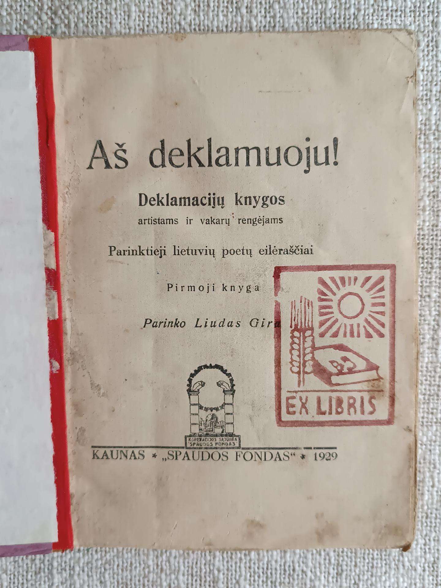 Knyga Aš deklamuoju 1929m.