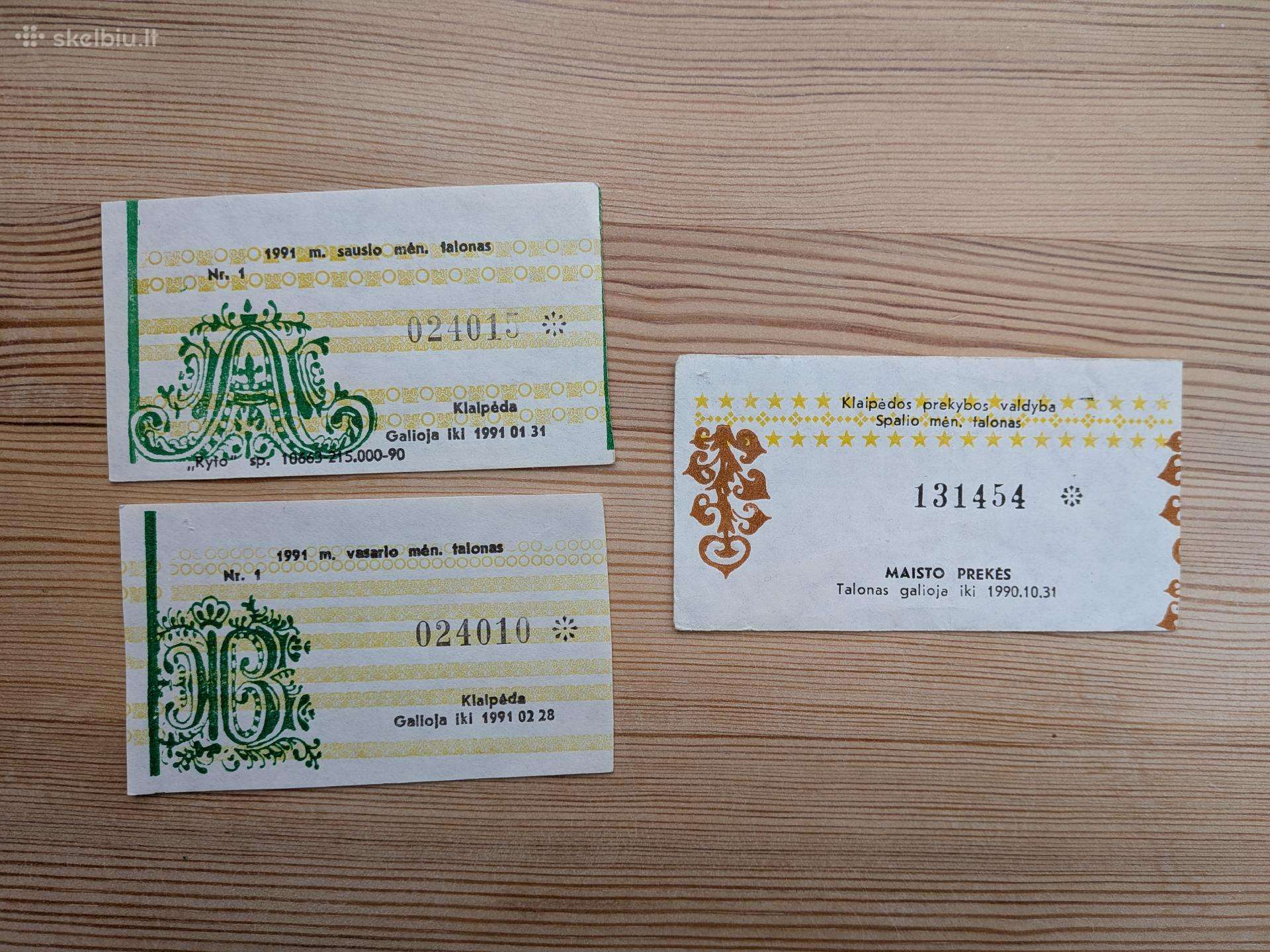 1991m Klaipėdos talonai (maisto, reti)