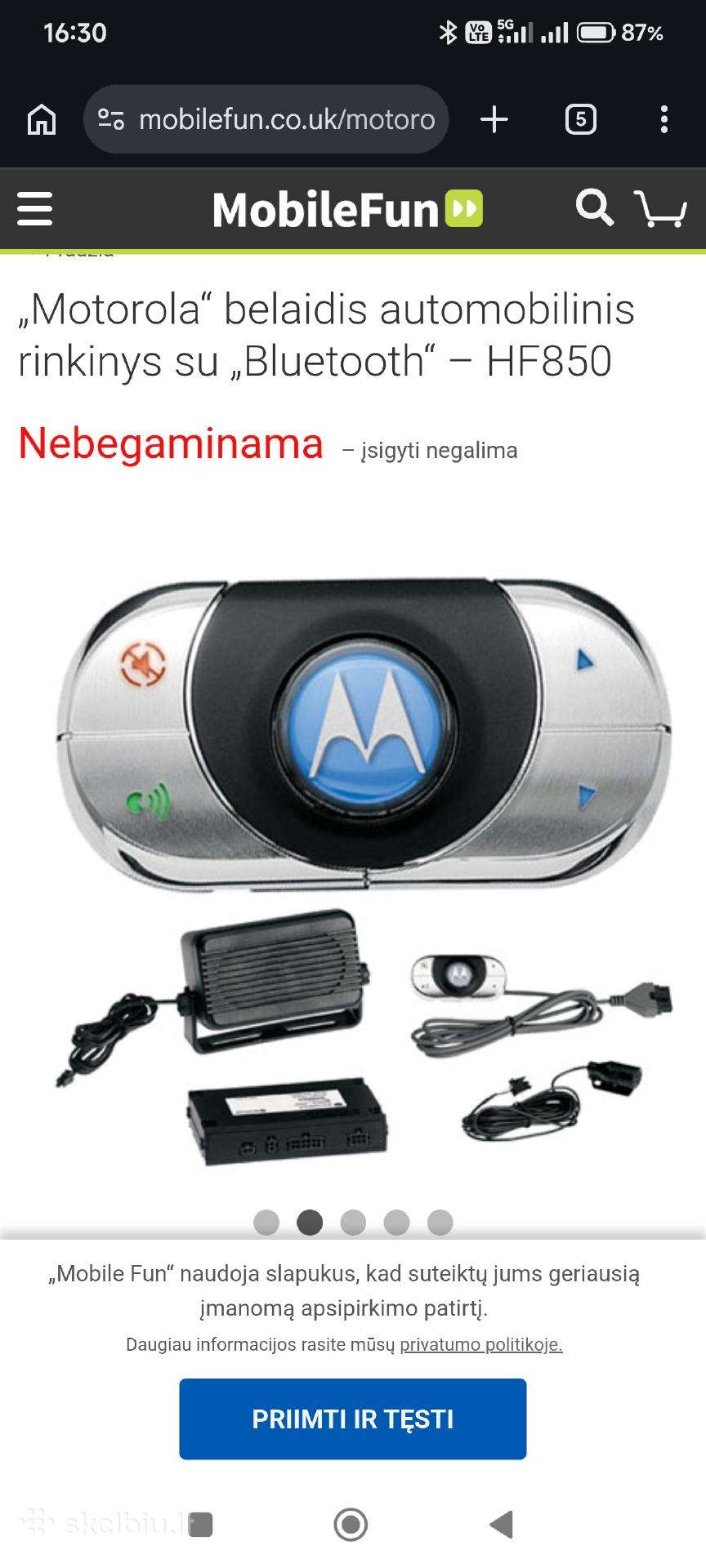 Motorola Hf850 „bluetooth“ laisvų rankų įrangą