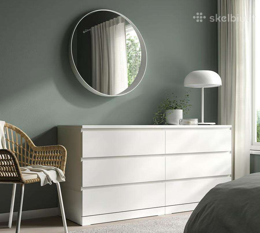 Balta Malm komoda iš Ikea su 6 stalčiais