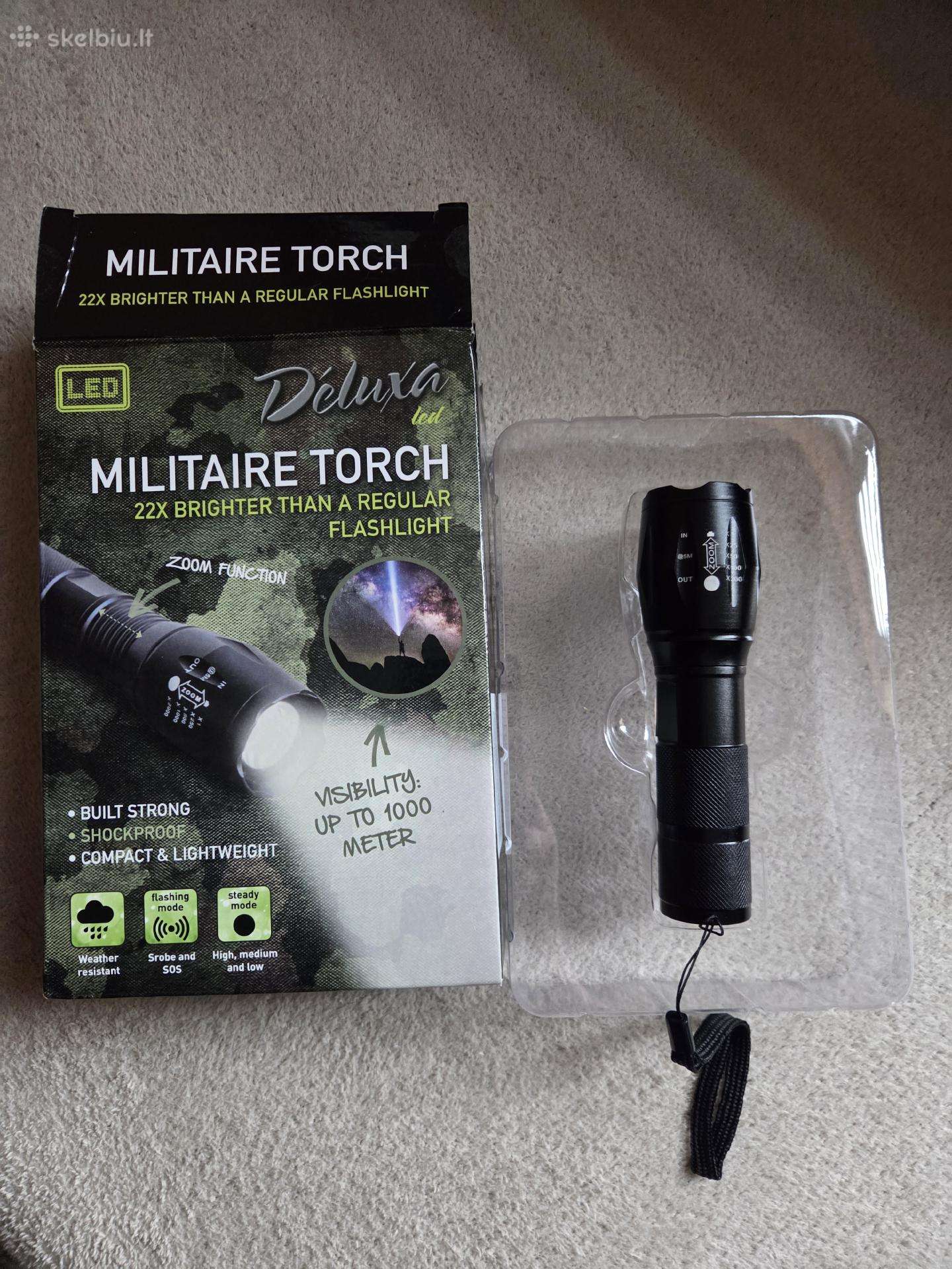 Taktinis LED prožektorius Deluxa Militaire Torch