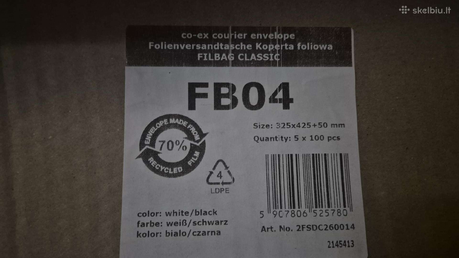 Kurjeriniai vokai Fb04 – 325425 mm (100vnt.)