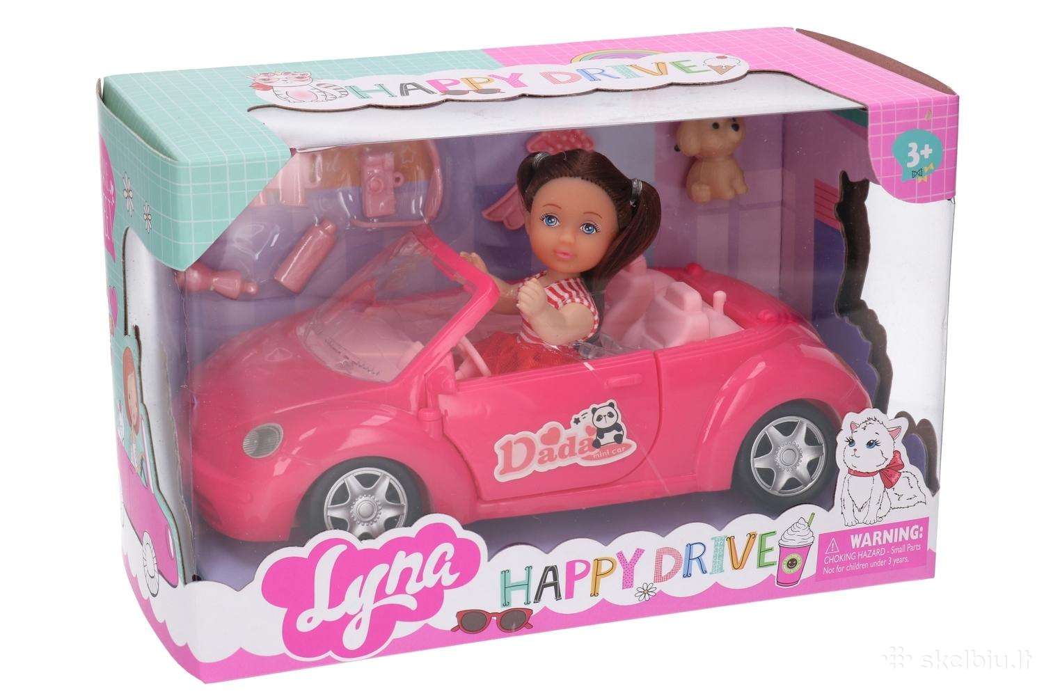 Lyna Happy Drive lėlė su automobiliu ir šuniuku