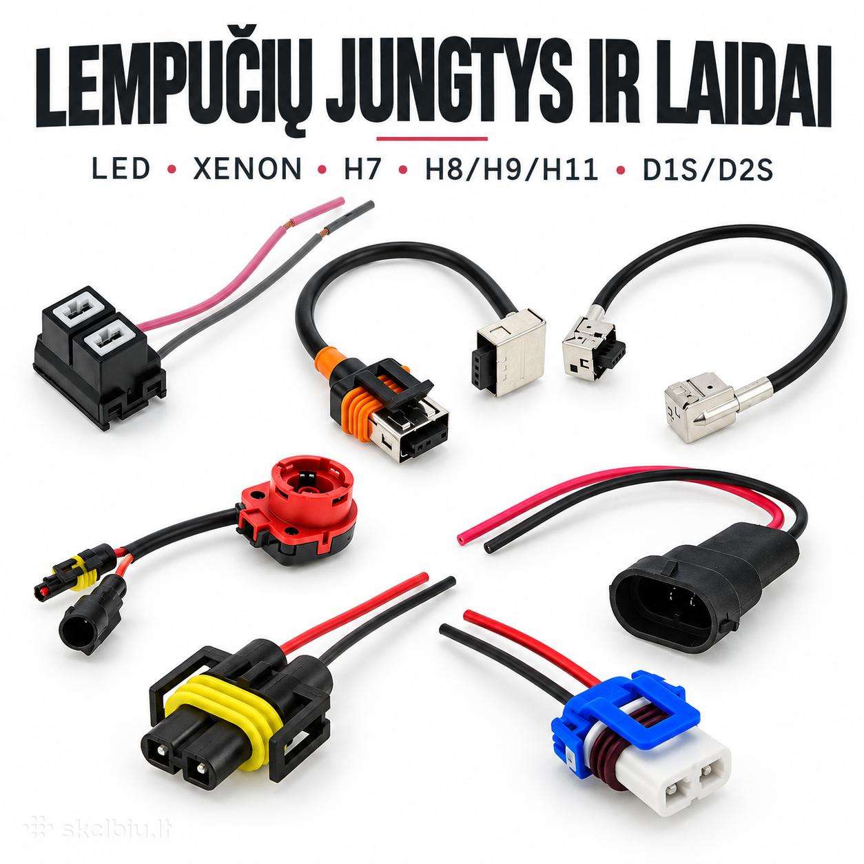 Automobilių lempučių jungtys ir laidai D1s D2s H7