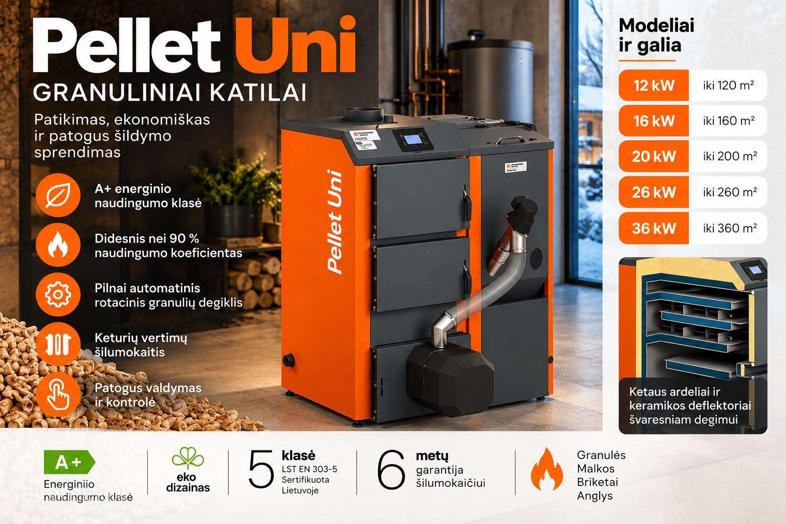 Pellet uni 12kw, 16 kw, 20 kw, 26 kw