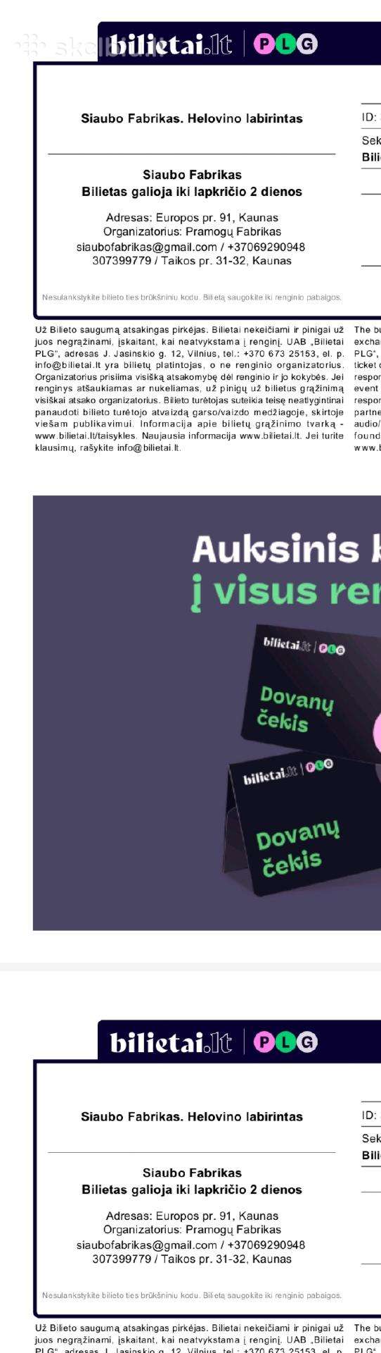 2 bilietai į Siaubo Fabrikas (Kaunas) - pigiau!