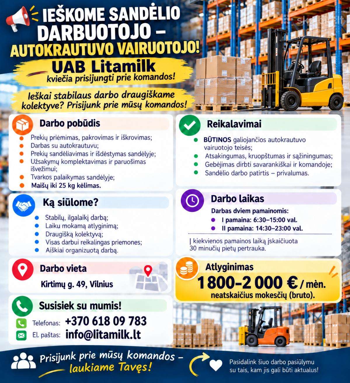 Sandėlininko(-ės)– Autokrautuvo Vairuotojo(-OS)