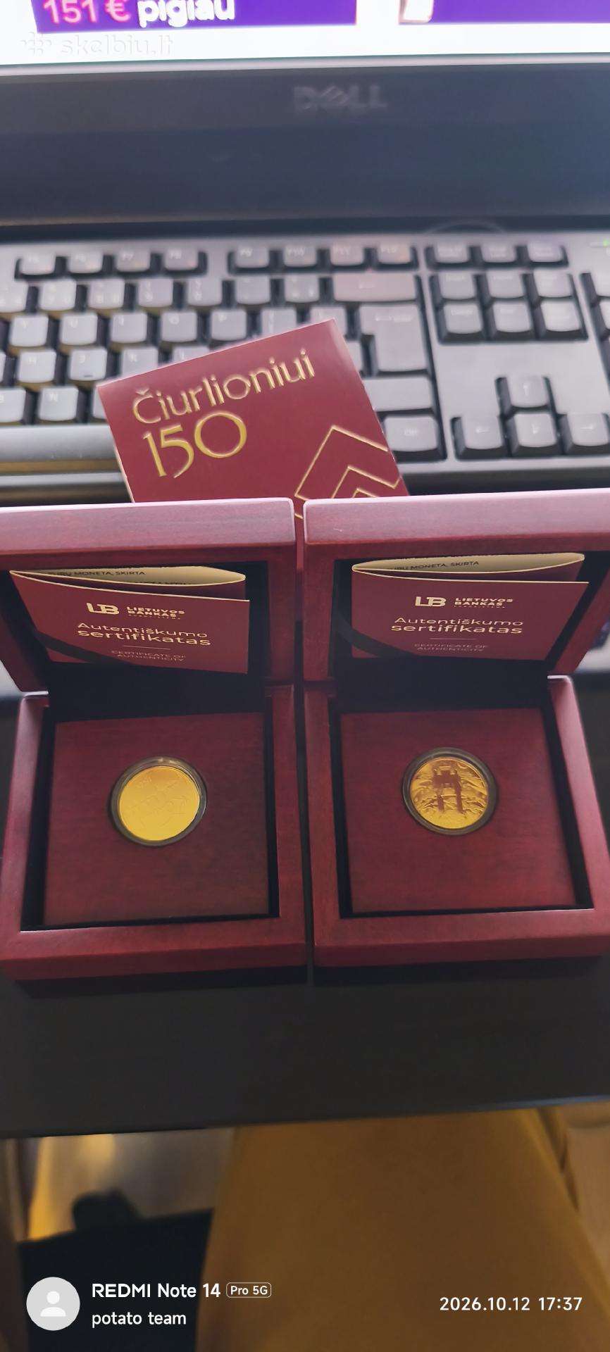 50€ Moneta, Čiurlionio 150 gimimo metinėms Auksas