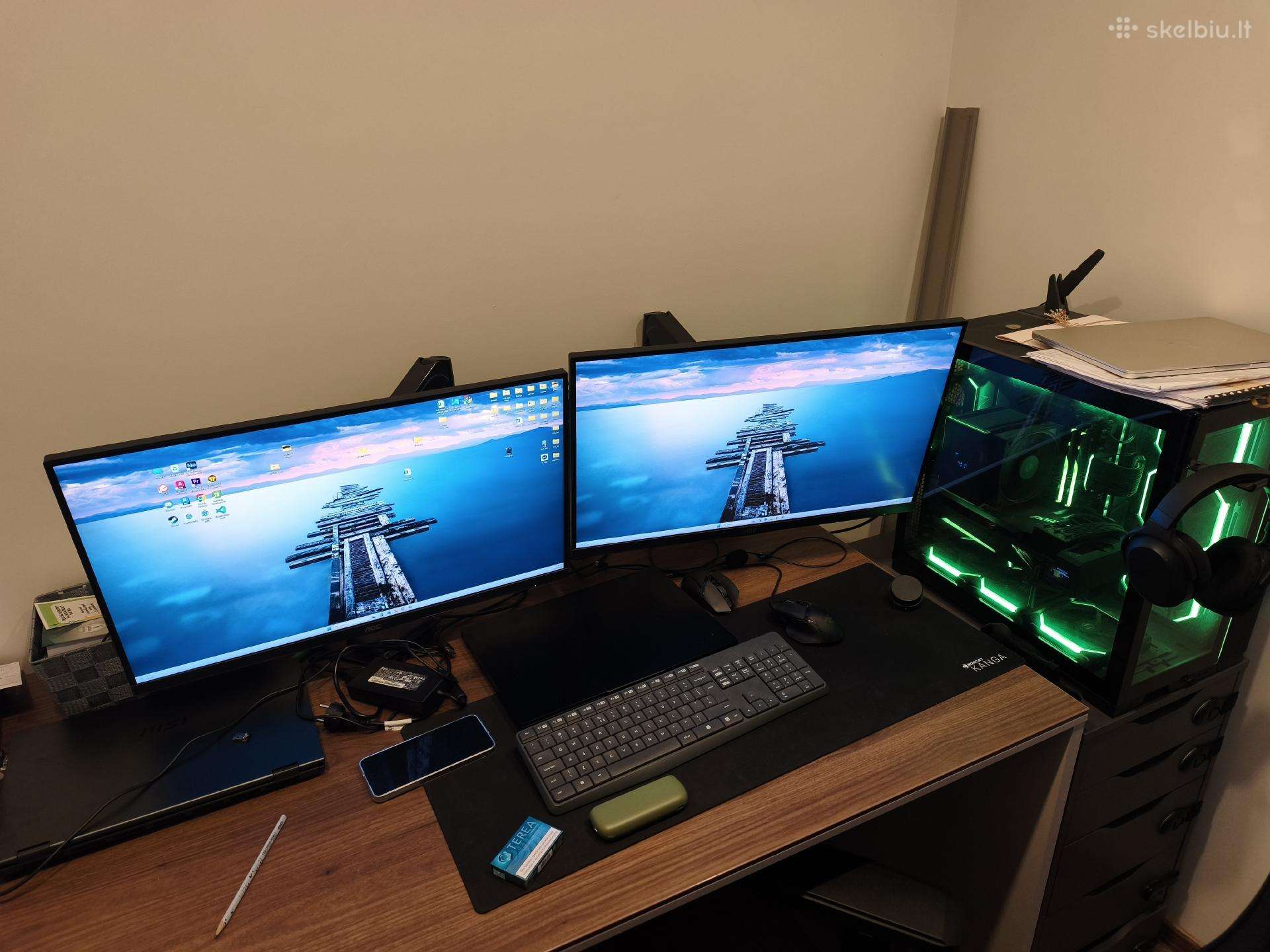 2 vnt. Aoc Q27g2s 27" monitoriai ir laikiklis