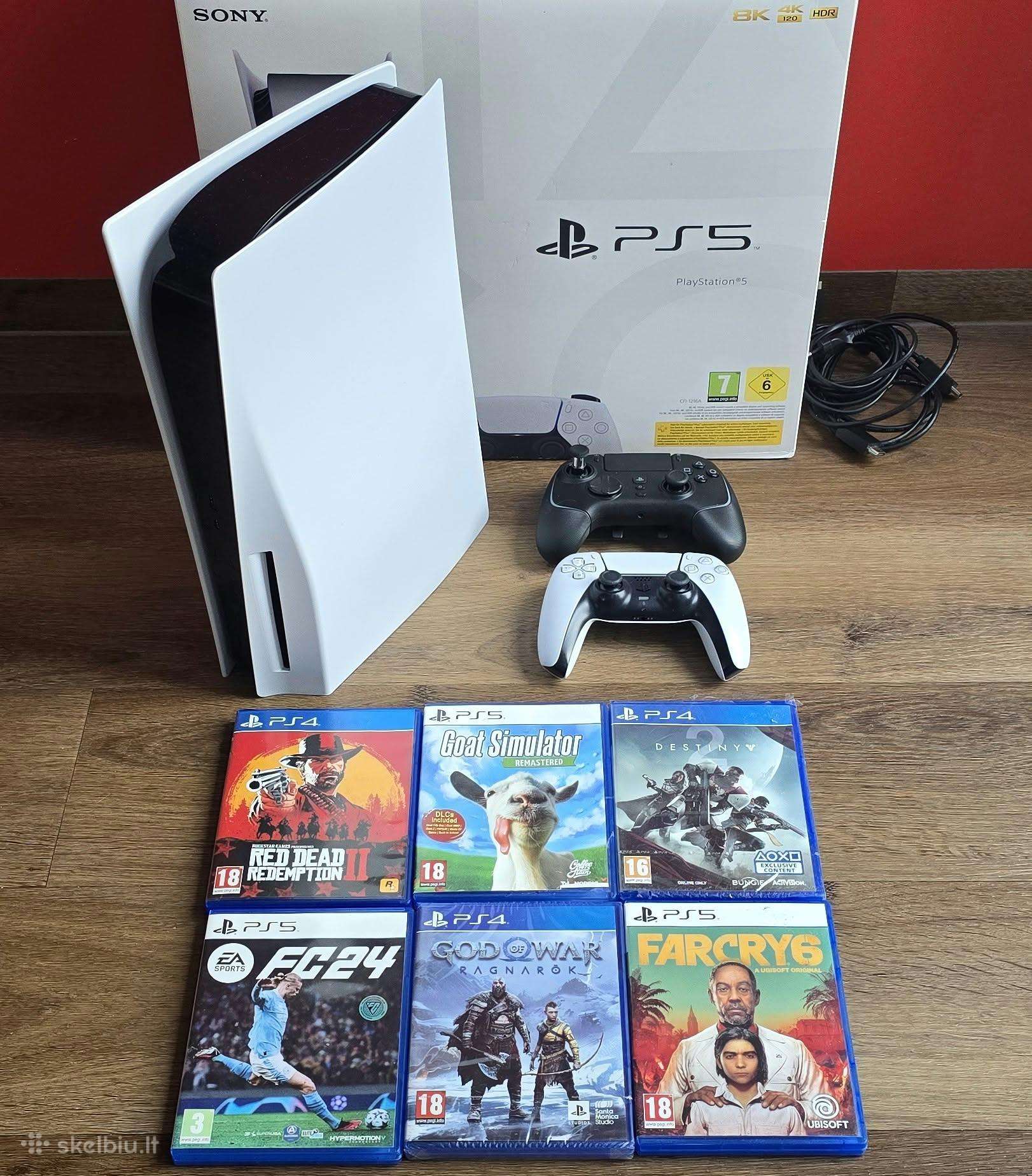 Playstation 5 diskinis + 2pulteliai ir žaidimai