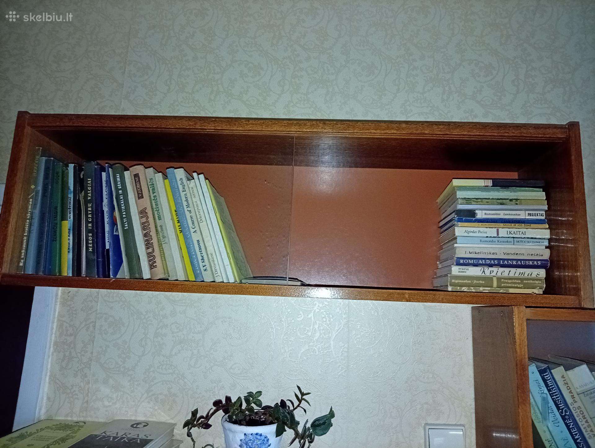 Pakabinamos knygų lentynos su stiklais