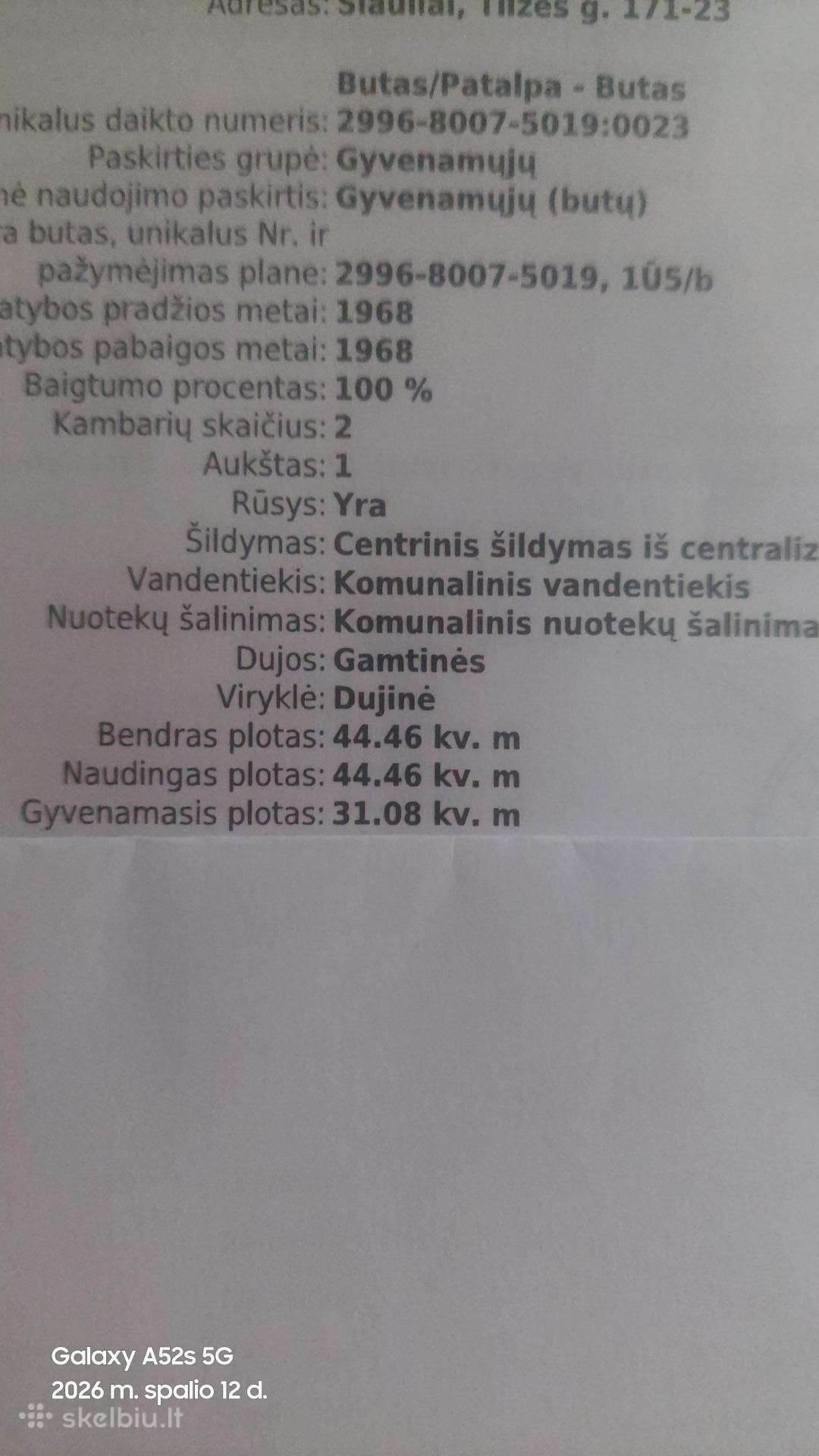 Parduodamas 2 kambariu butas