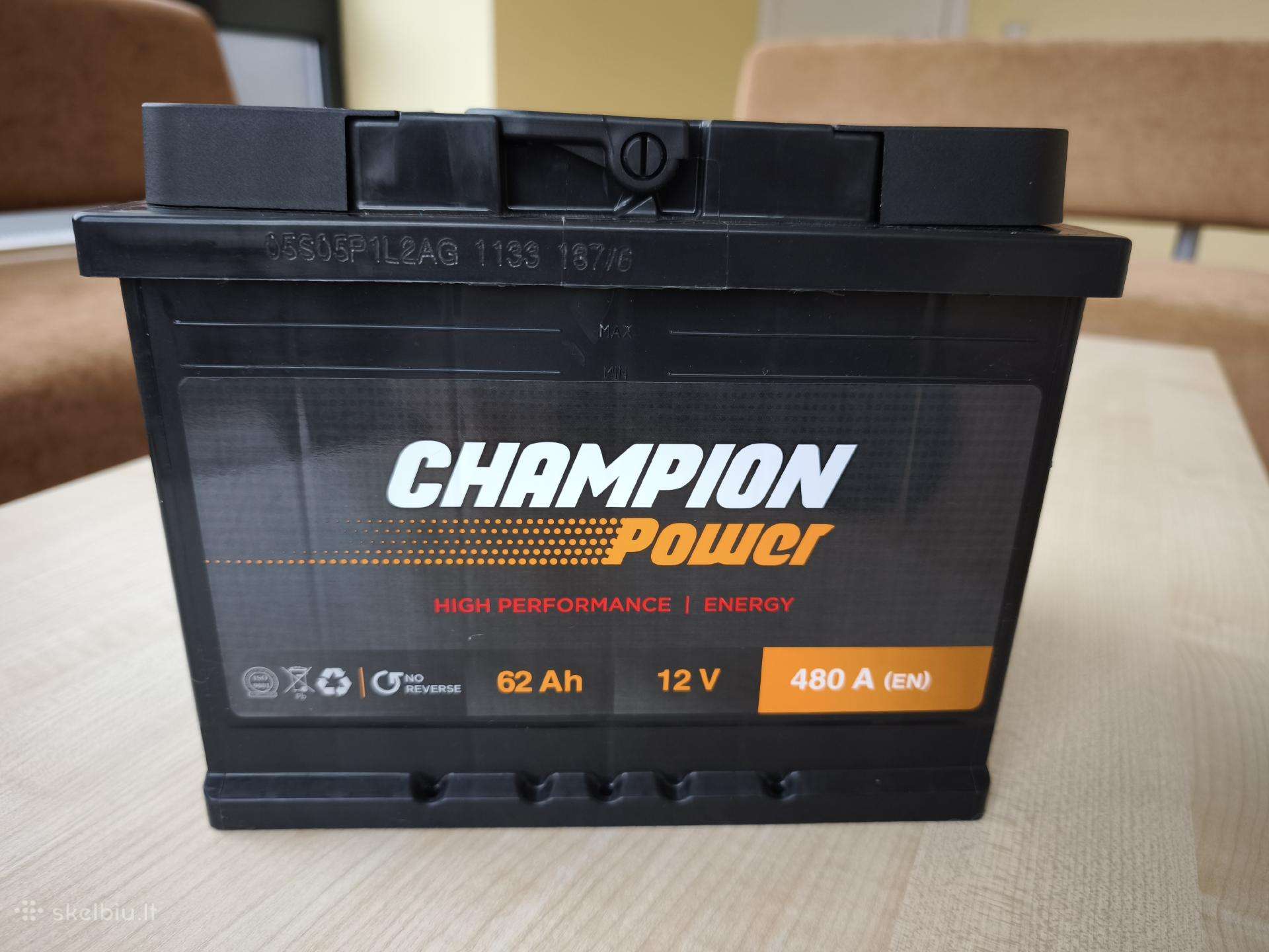 Naujas akumuliatorius Champion Power 62ah, 480a.