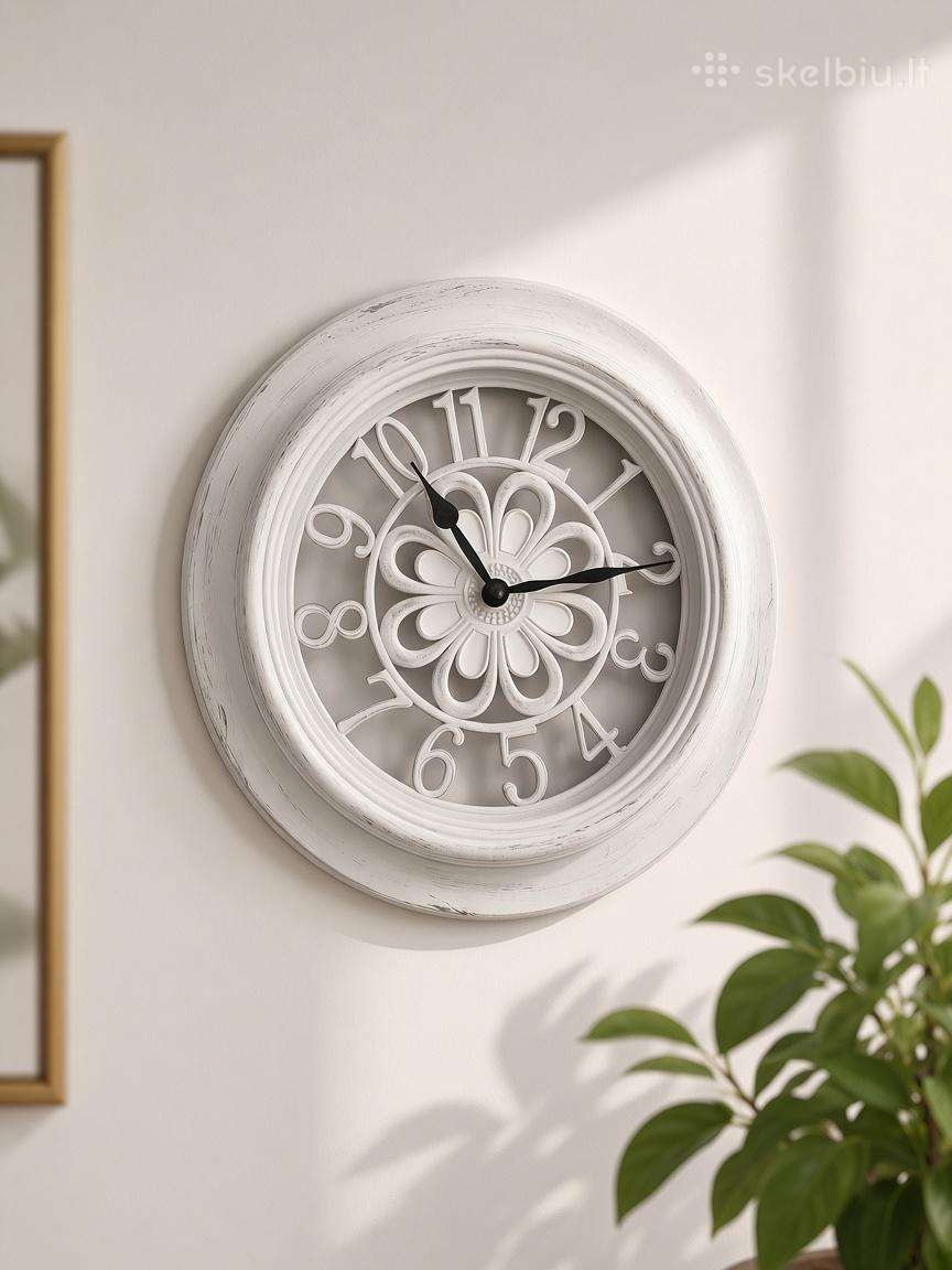 Baltas sieninis laikrodis premium minimalistinis s