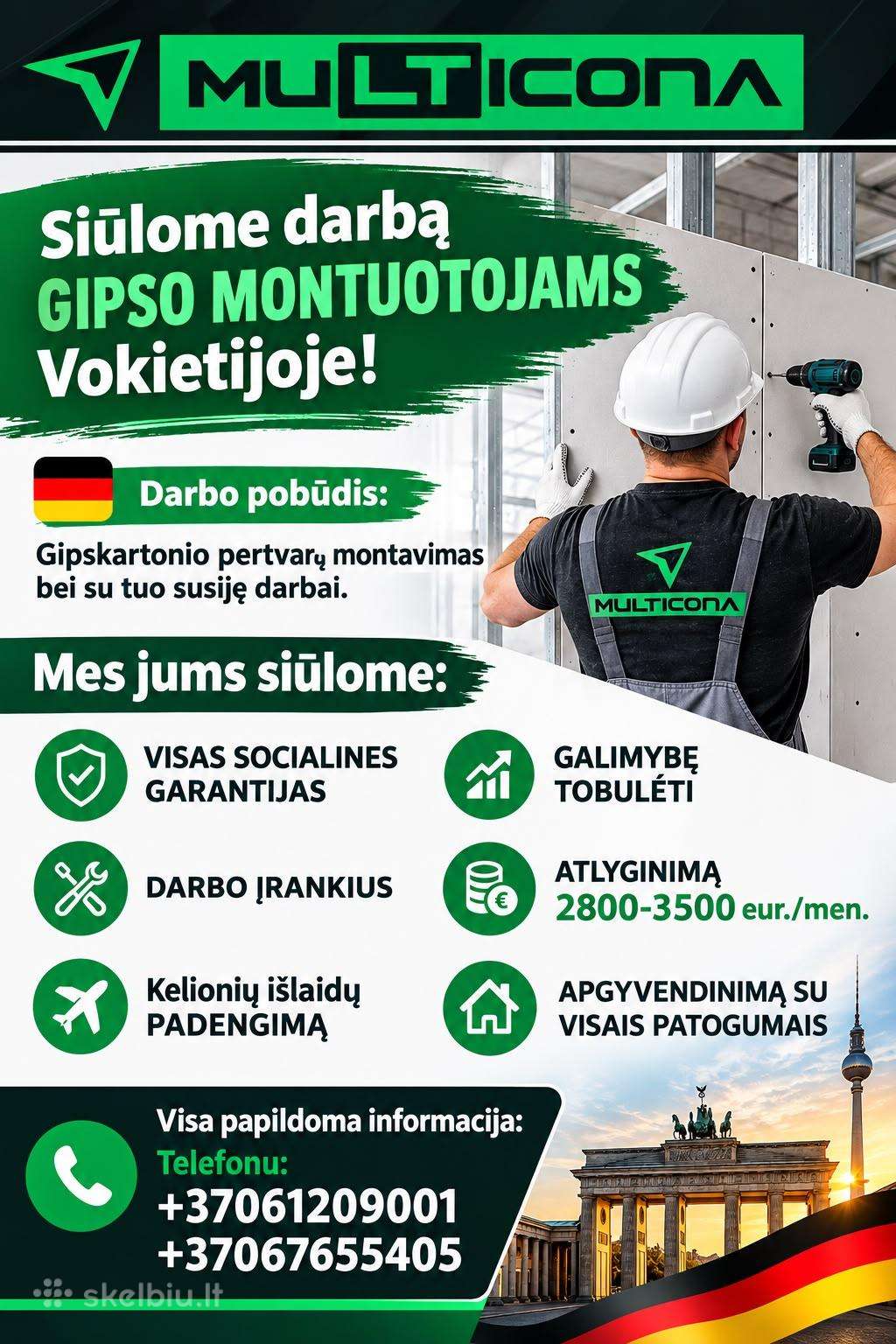 Darbas Vokietijoje gipso montuotojams!