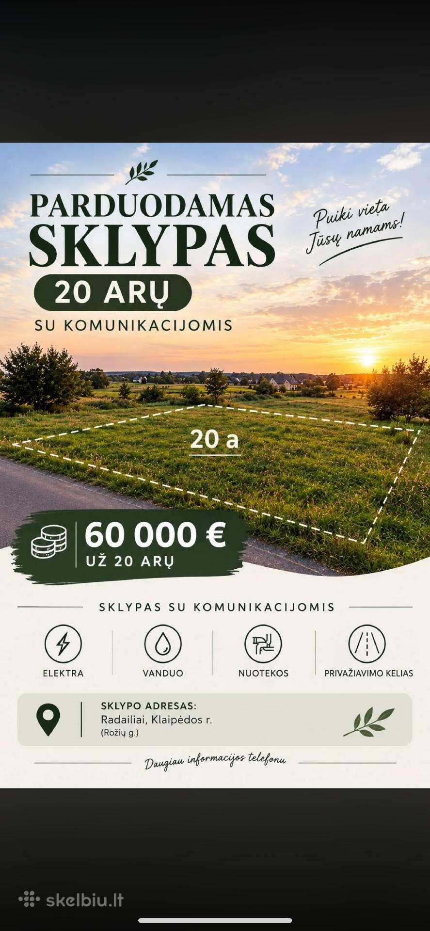 Sklypai Šimkuose, Klaipėdos R. Šalia Radailių