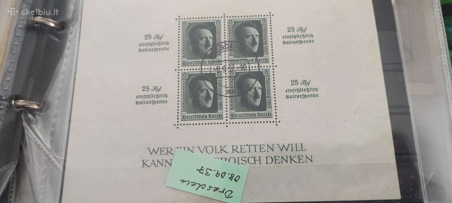 Istorinis kolekcinis lapas su Reichsparteitag pašt
