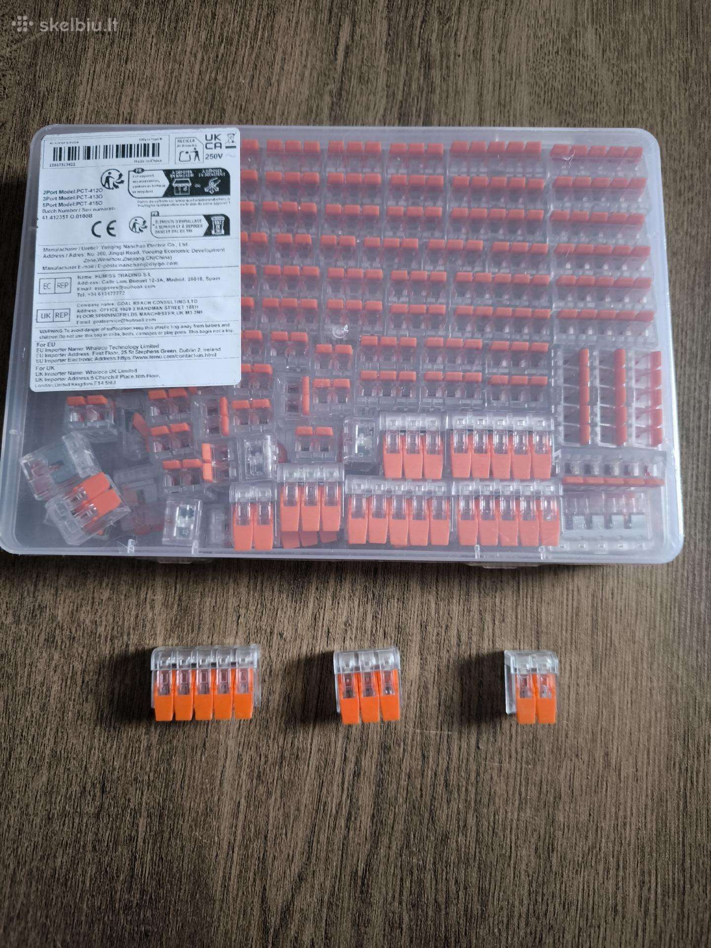 Elektros laidu jungtys, kištukai (dėžutėje 100 vnt