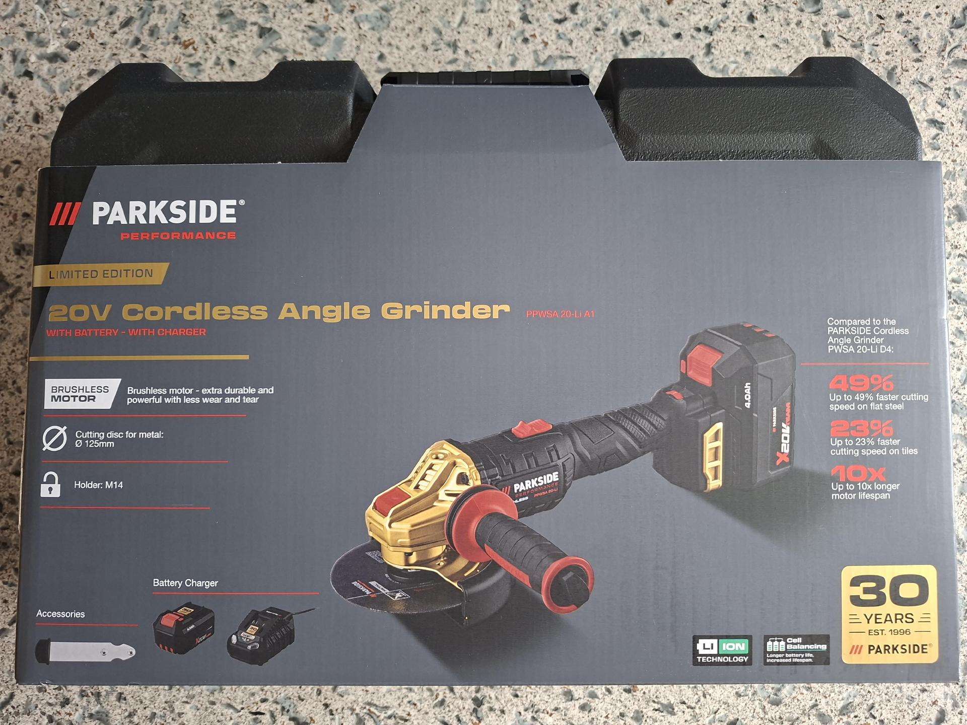 Parkside akumuliatorinis kampinis šlifuoklis