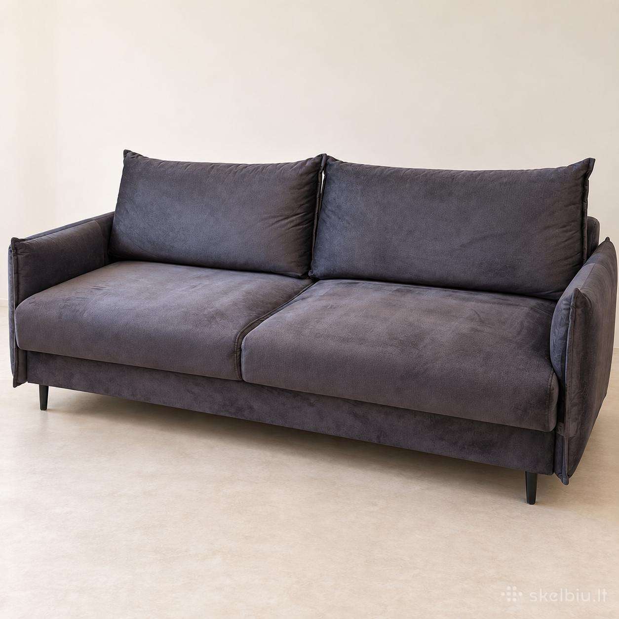 Veliūrinė sofa-lova 200x150 (su patalynės dėže)