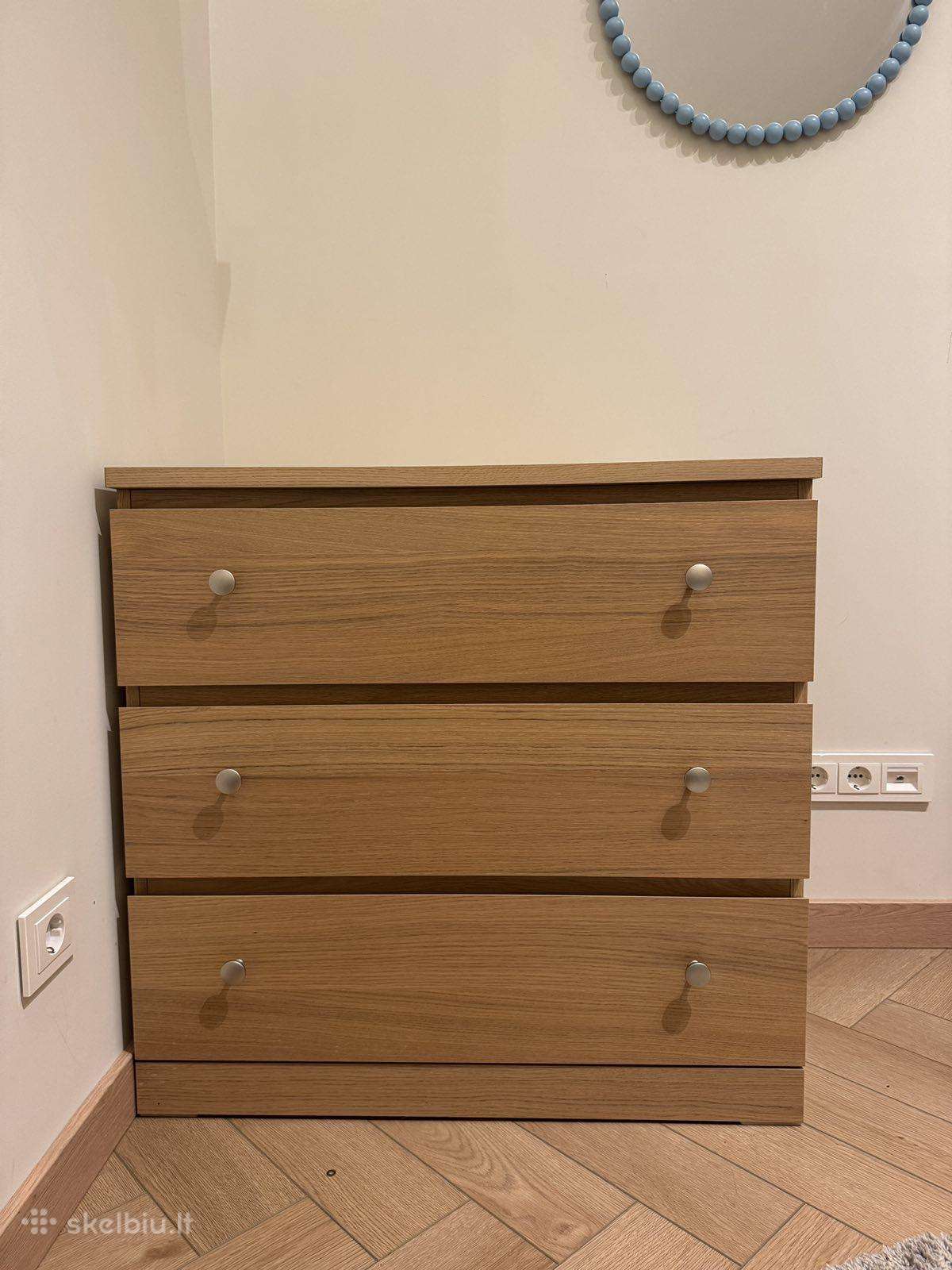 Storklinta Komoda su 3 stalčiais, ąžuolo raštas