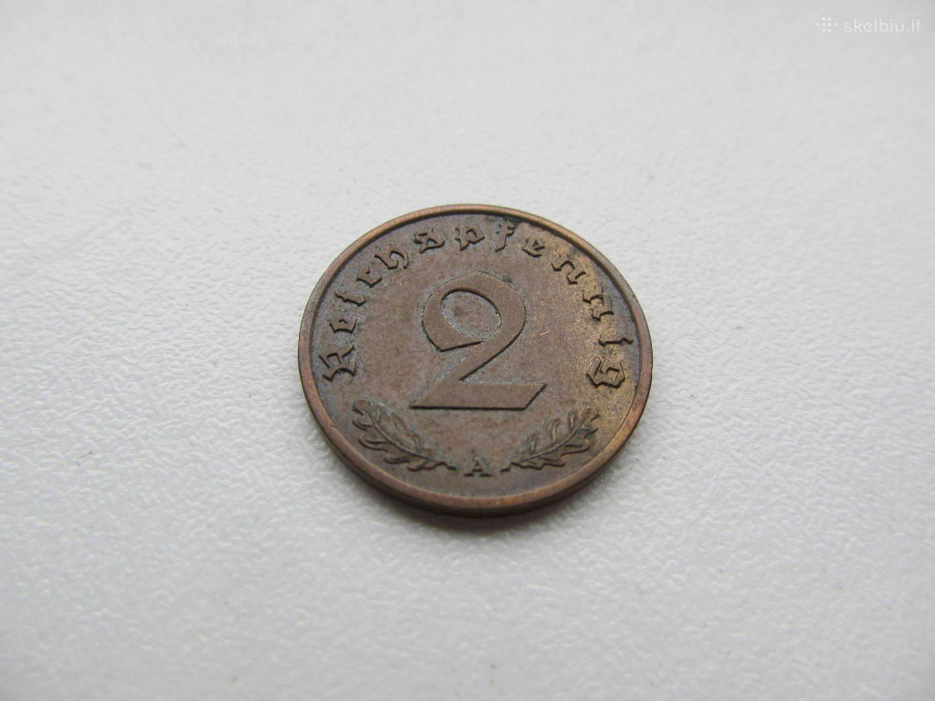 2 reichspfennig , Vokietija , 1939 A, D, G