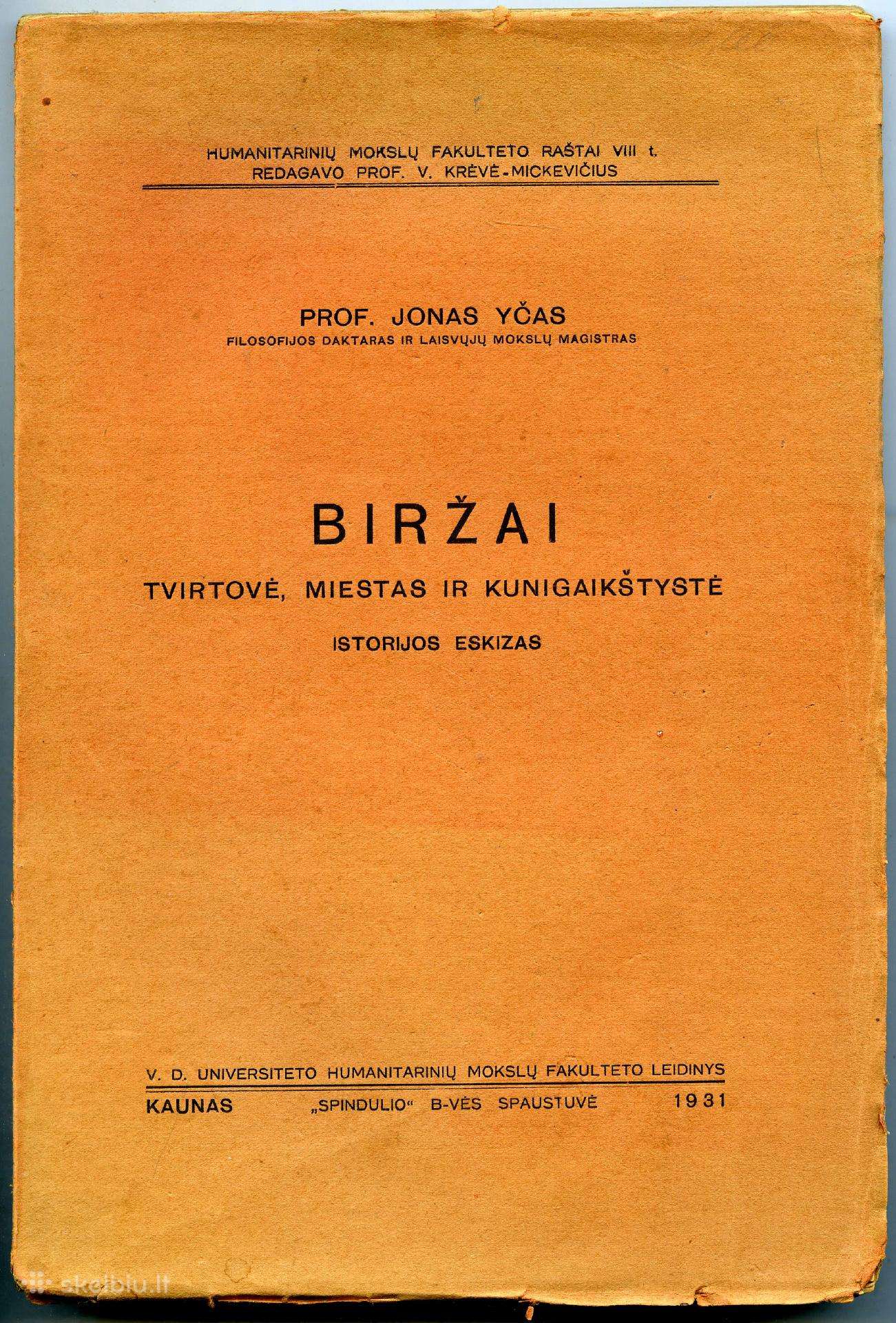 1931 m. knyga Jonas Yčas, Biržai