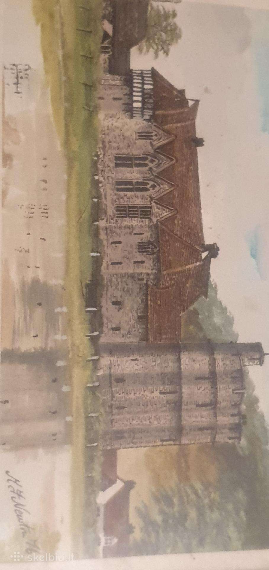 Akvarelės paveikslas „Stokesay Castle“