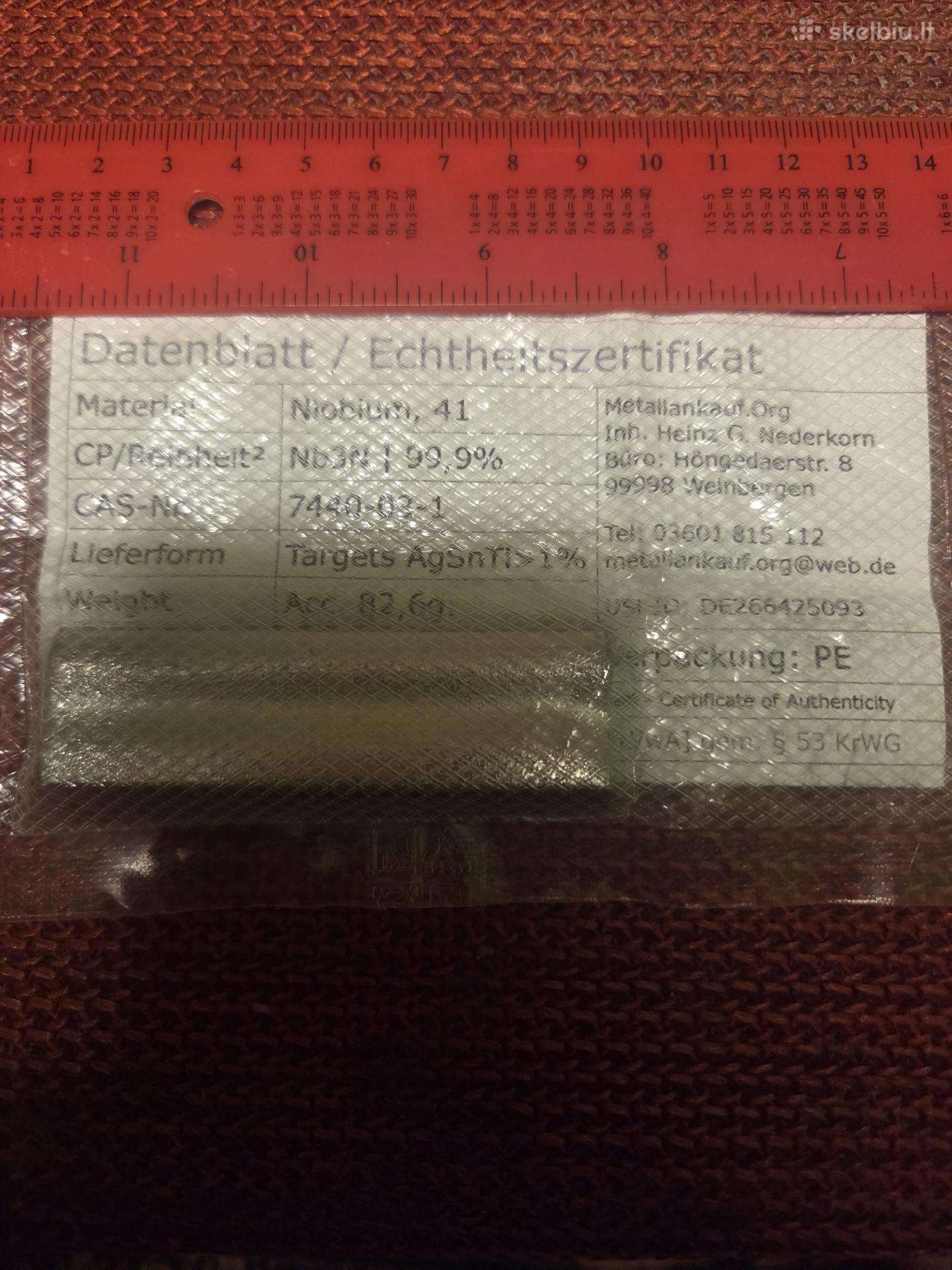 999 Niobium metal, niobis