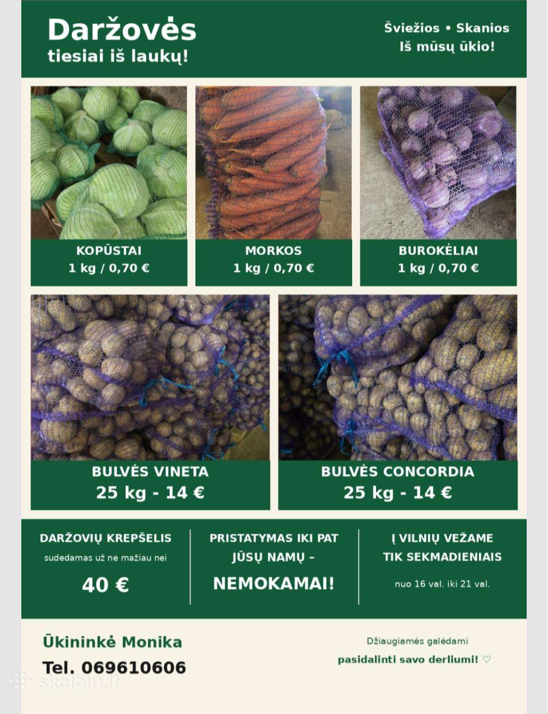 Parduodamos daržovės iš ūkininko.