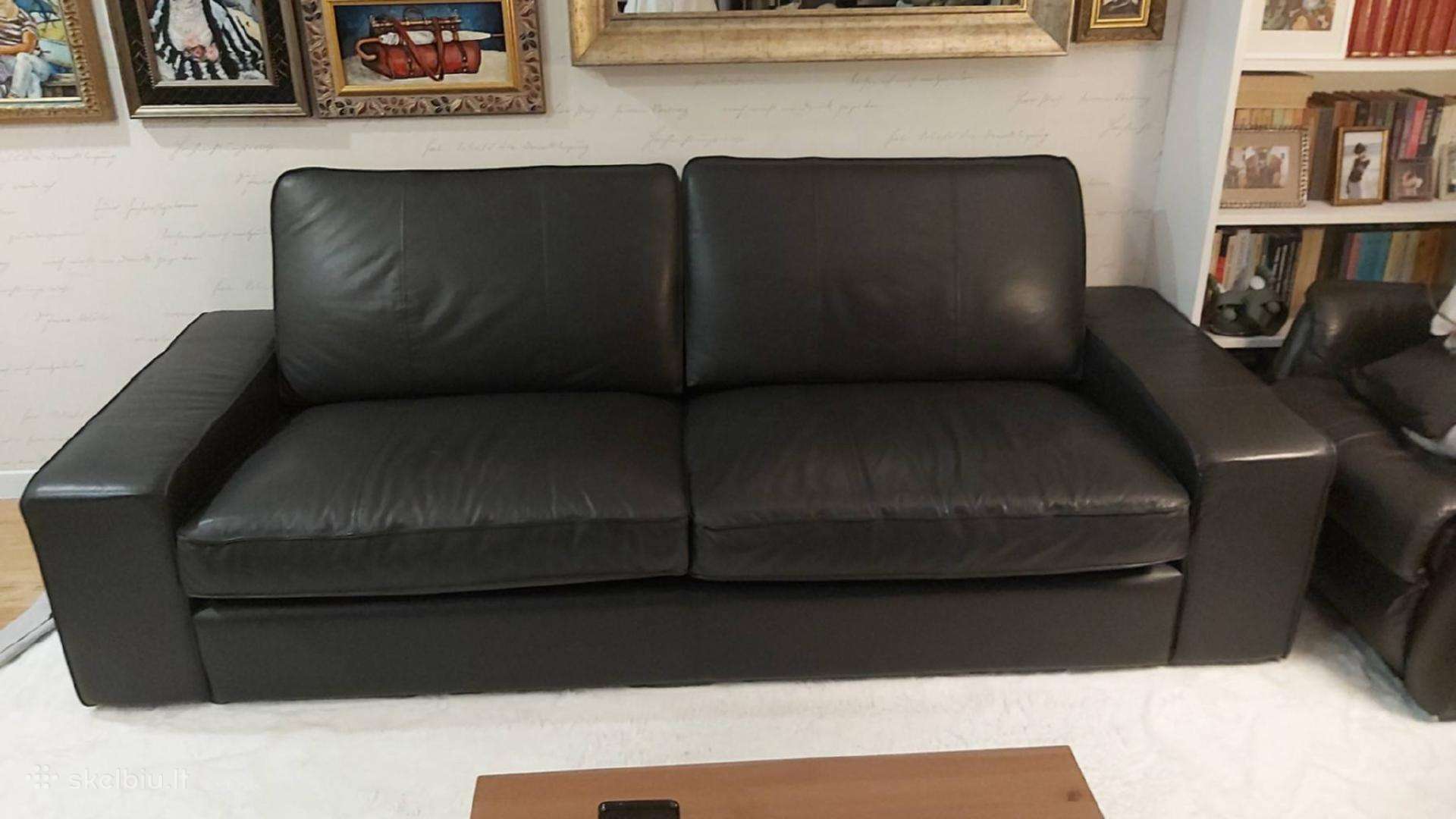 Natūralios odos sofa