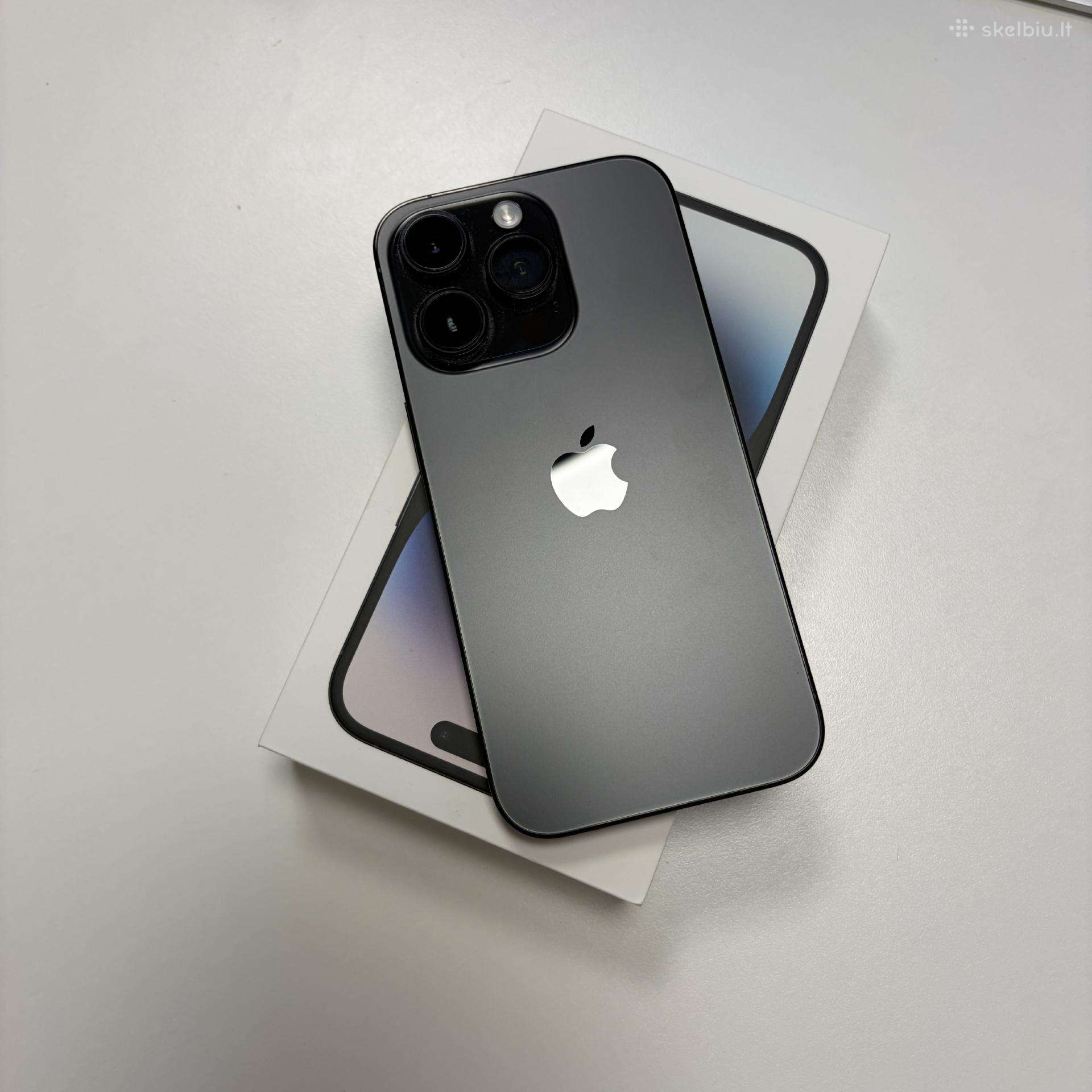 Juodos spalvos iPhone 14 Pro 128 GB.