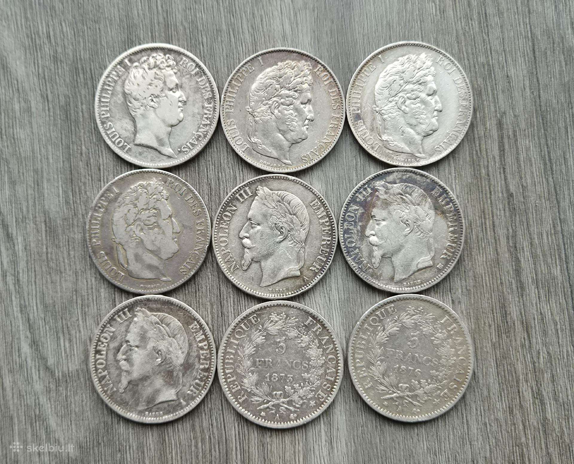 5 Frankai 1831-1876 Prancūzija. Kaina 450 Eur