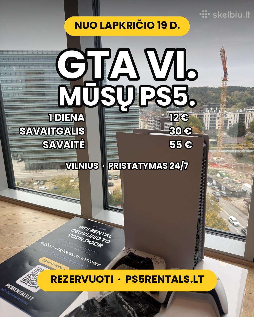 Gta Vi mūsų Ps5! Nuoma Vilniuje 24/7 pristatymas