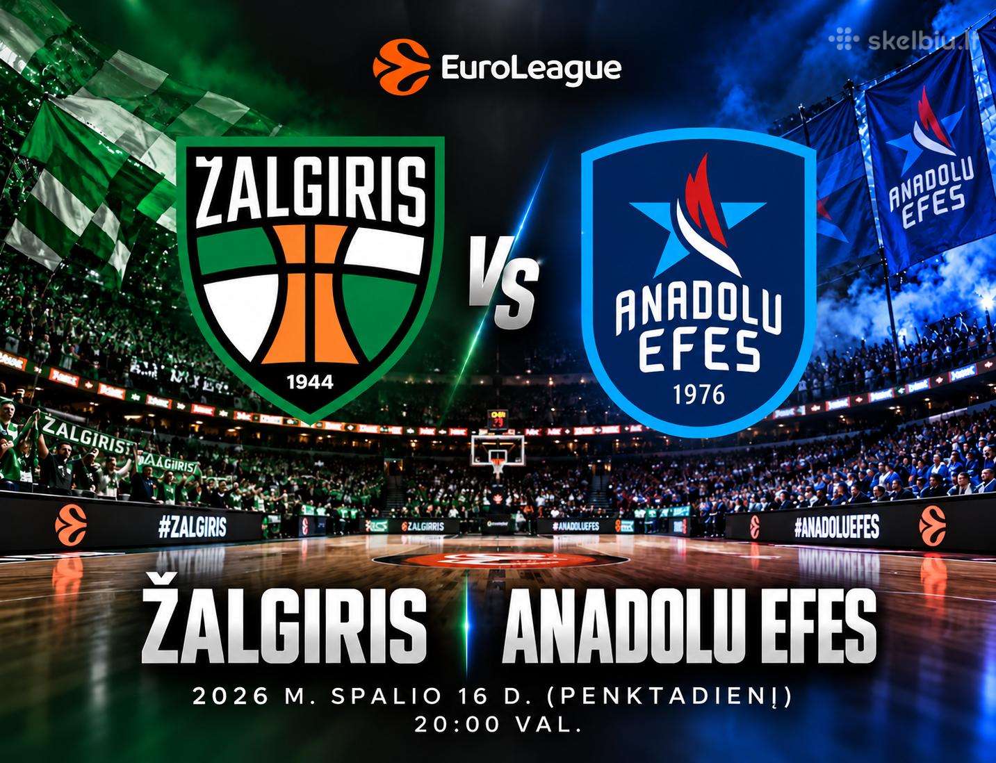 Žalgiris - Anadolu Efes 3 bilietai Sidabrinė zona