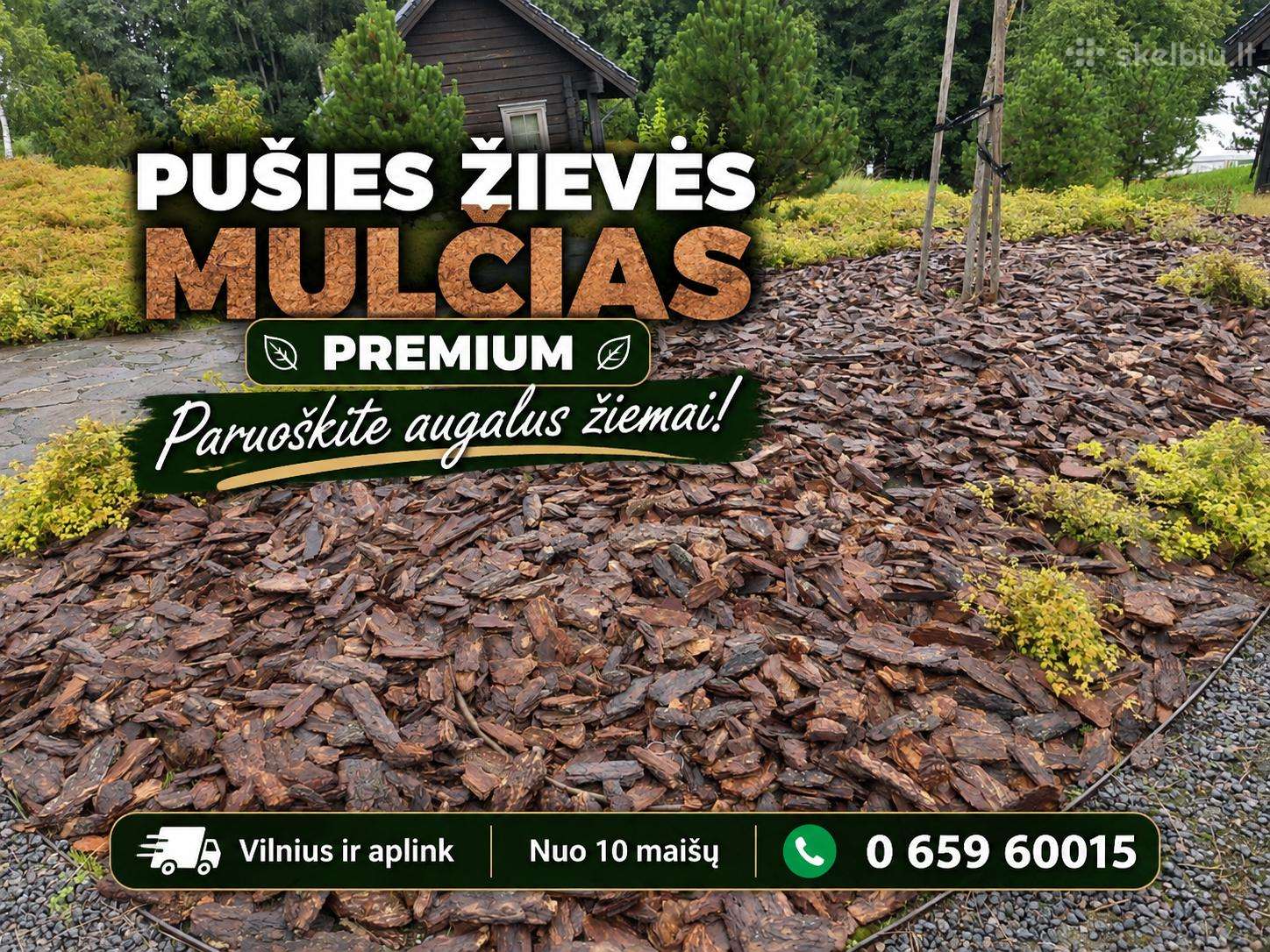 Pušies mulčias - akcija! Visos frakcijos po 5,50€