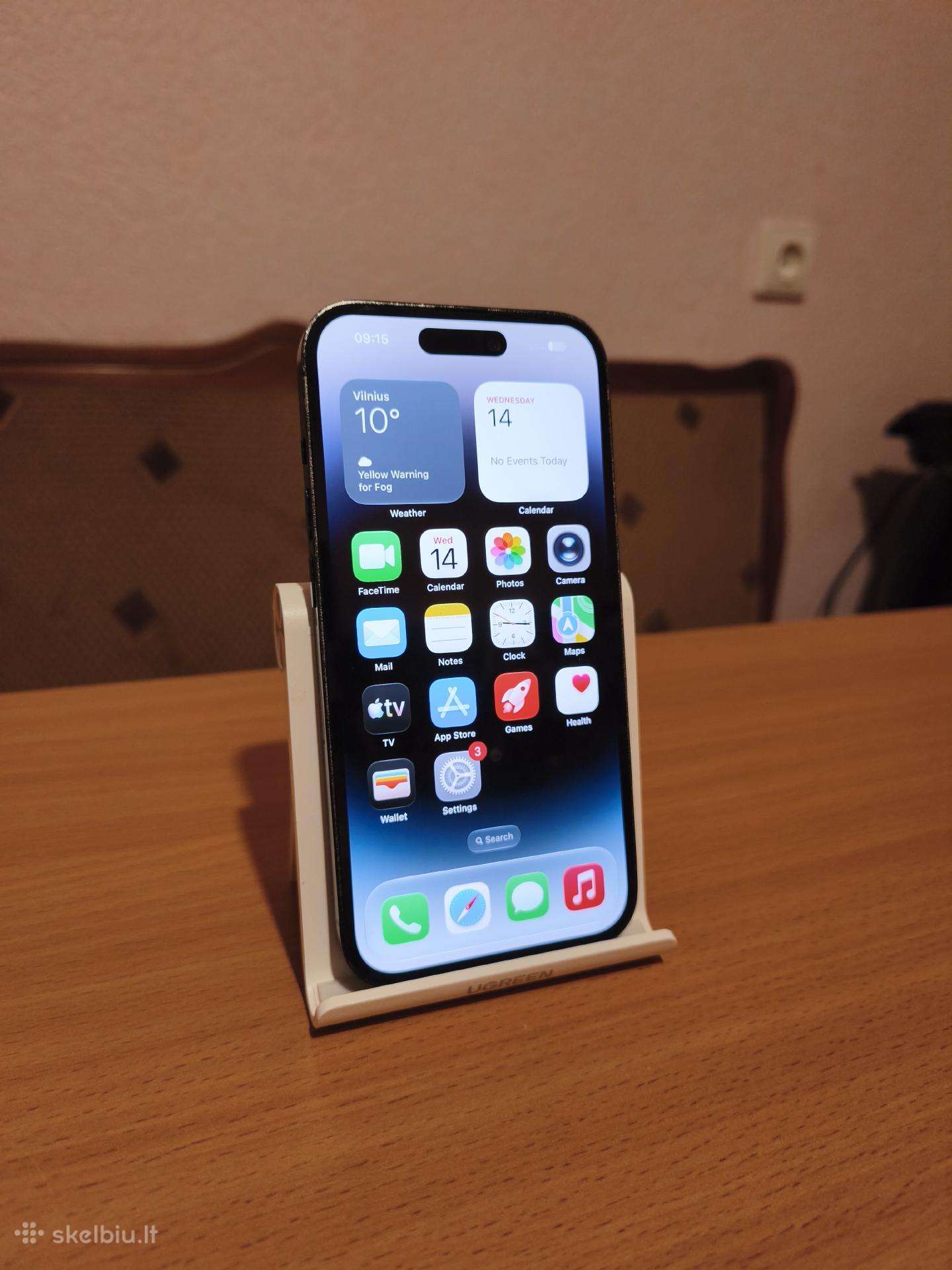 Juodas iPhone 14 Pro,128gb, 100% Battery health
