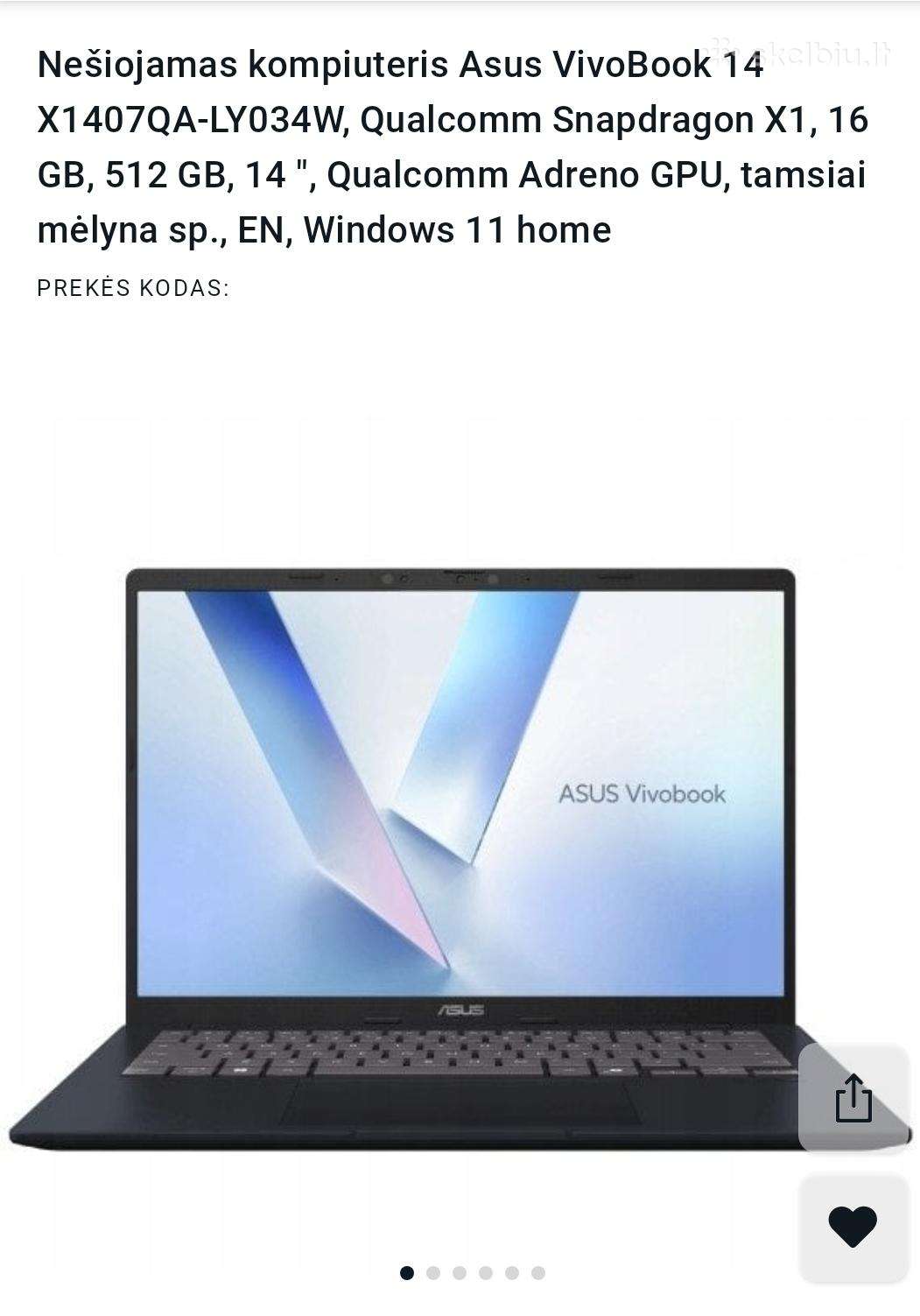 Asus Vivobook 14 (Snapdragon X1/16gb)
