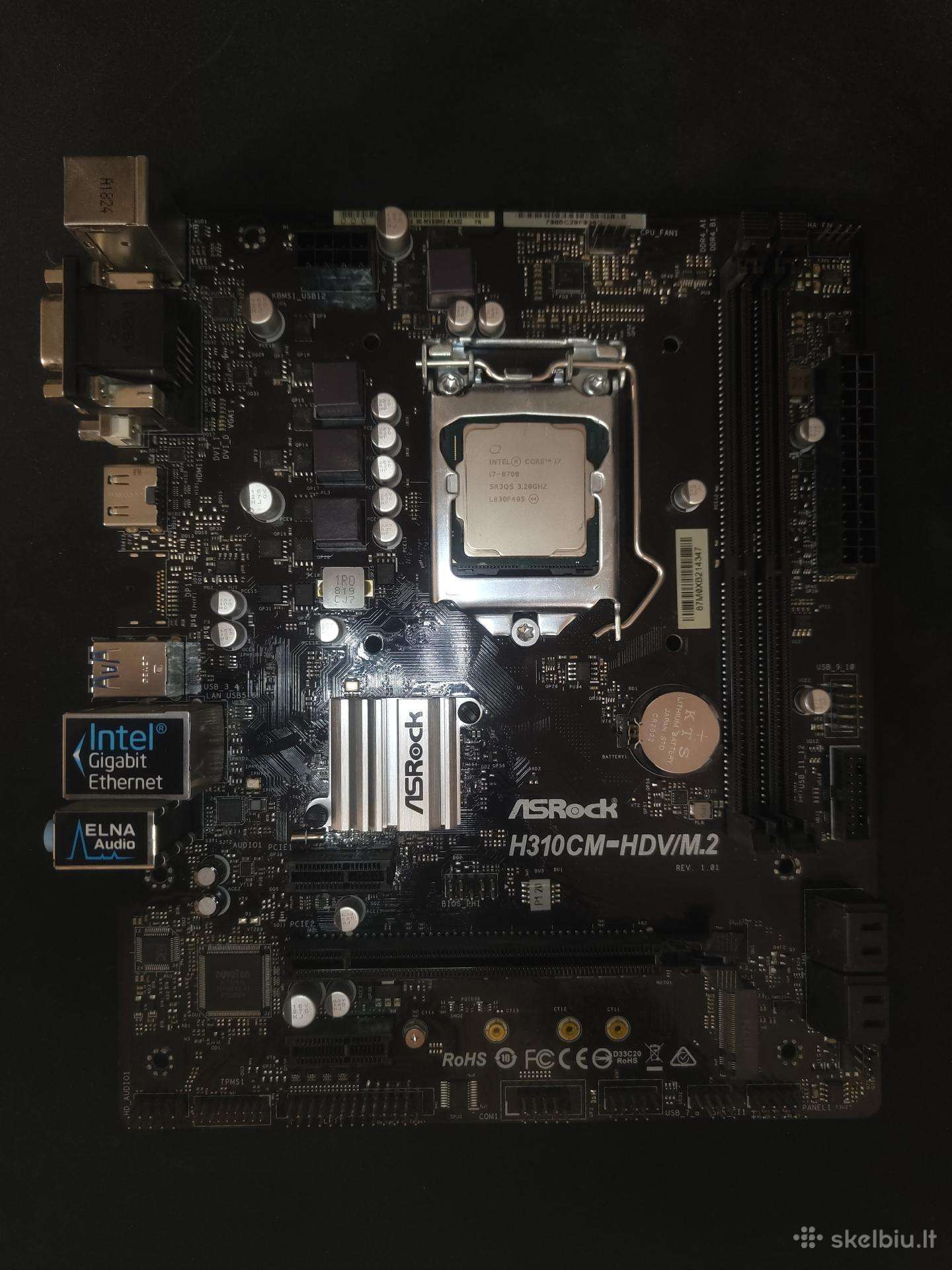 Motherboard Asrock H310cm-hdv/m.2 + i7–8700
