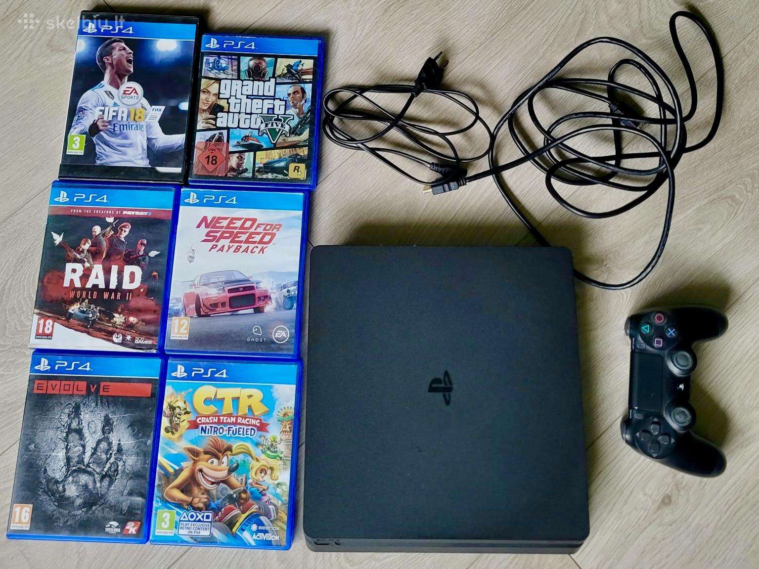 Ps4 Slim 1 TB + 6 žaidimai