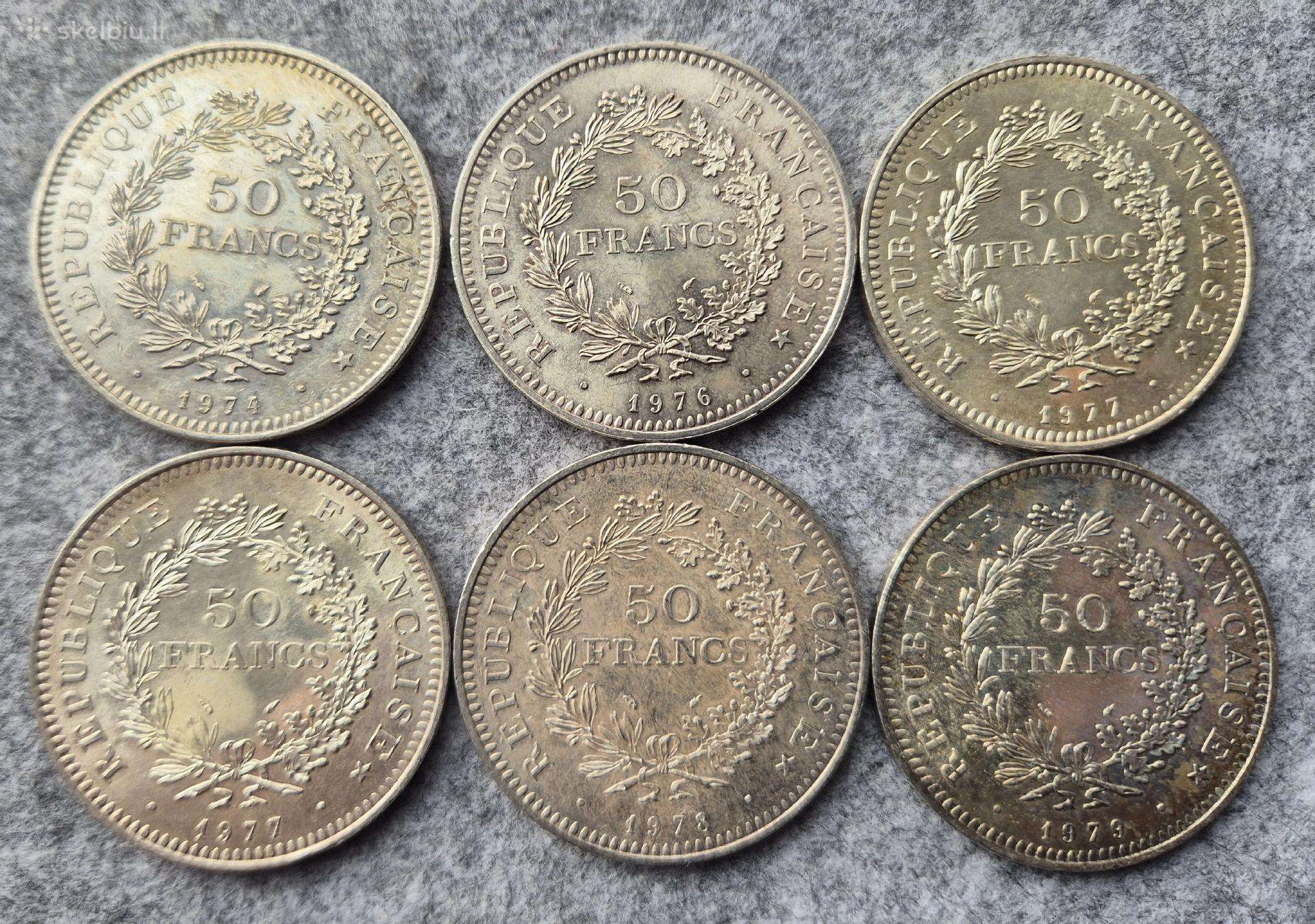 50 Frankų 1975-1979 Prancūzija. Kaina 50 Eur