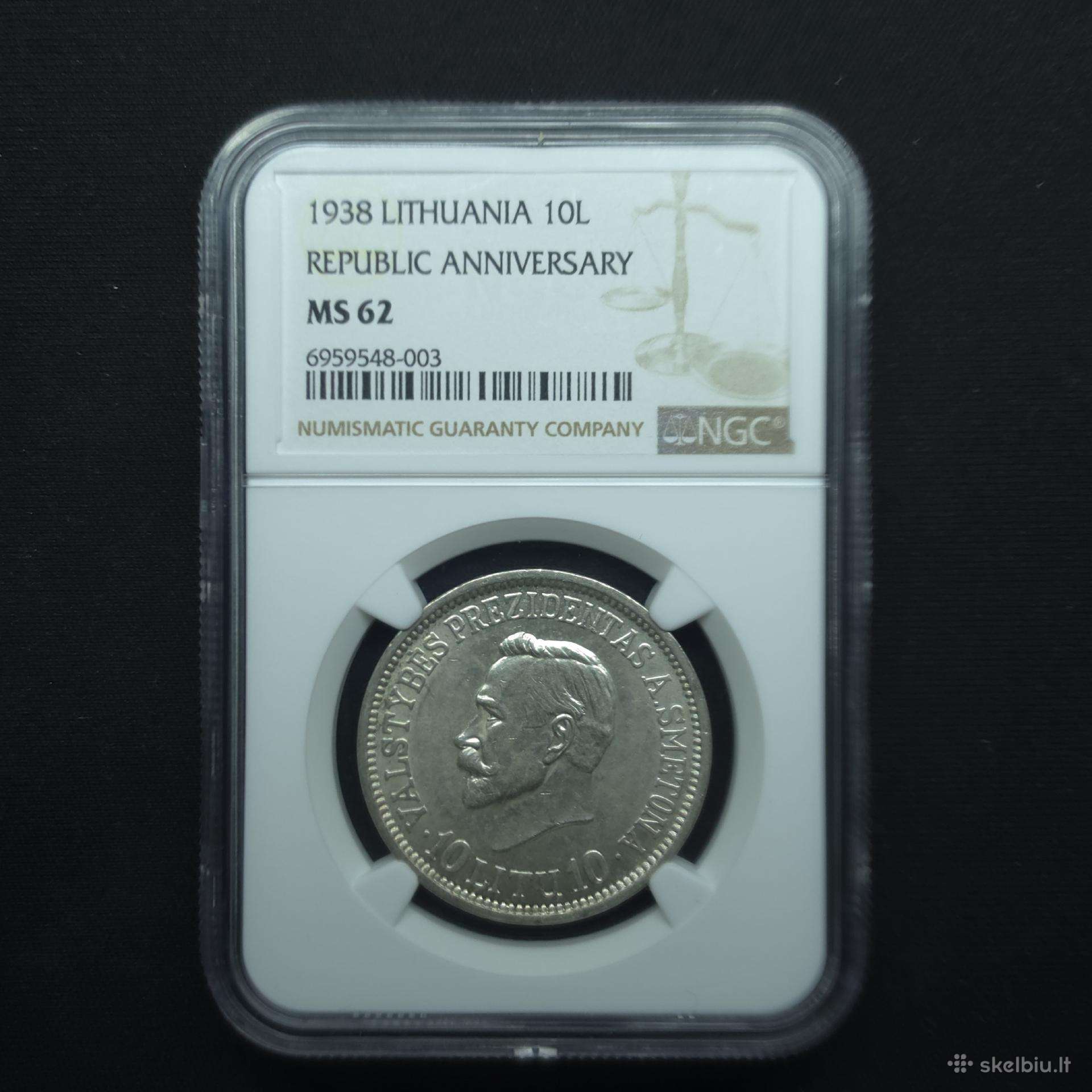 10 litų 1938 m. Ngc Ms 62 Antanas Smetona