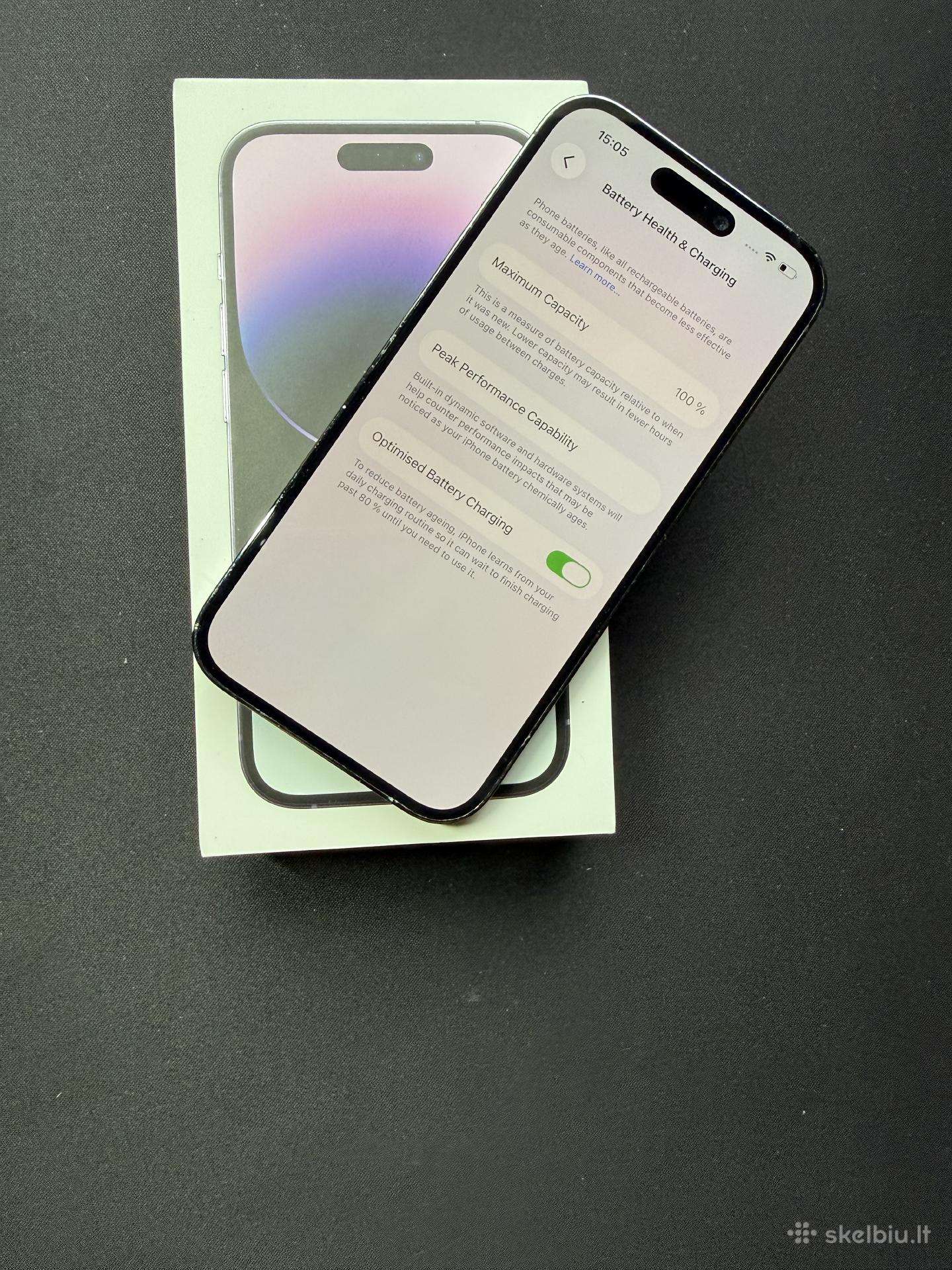 iPhone 14 Pro, 256gb (Deep Purple) – 100% Baterija