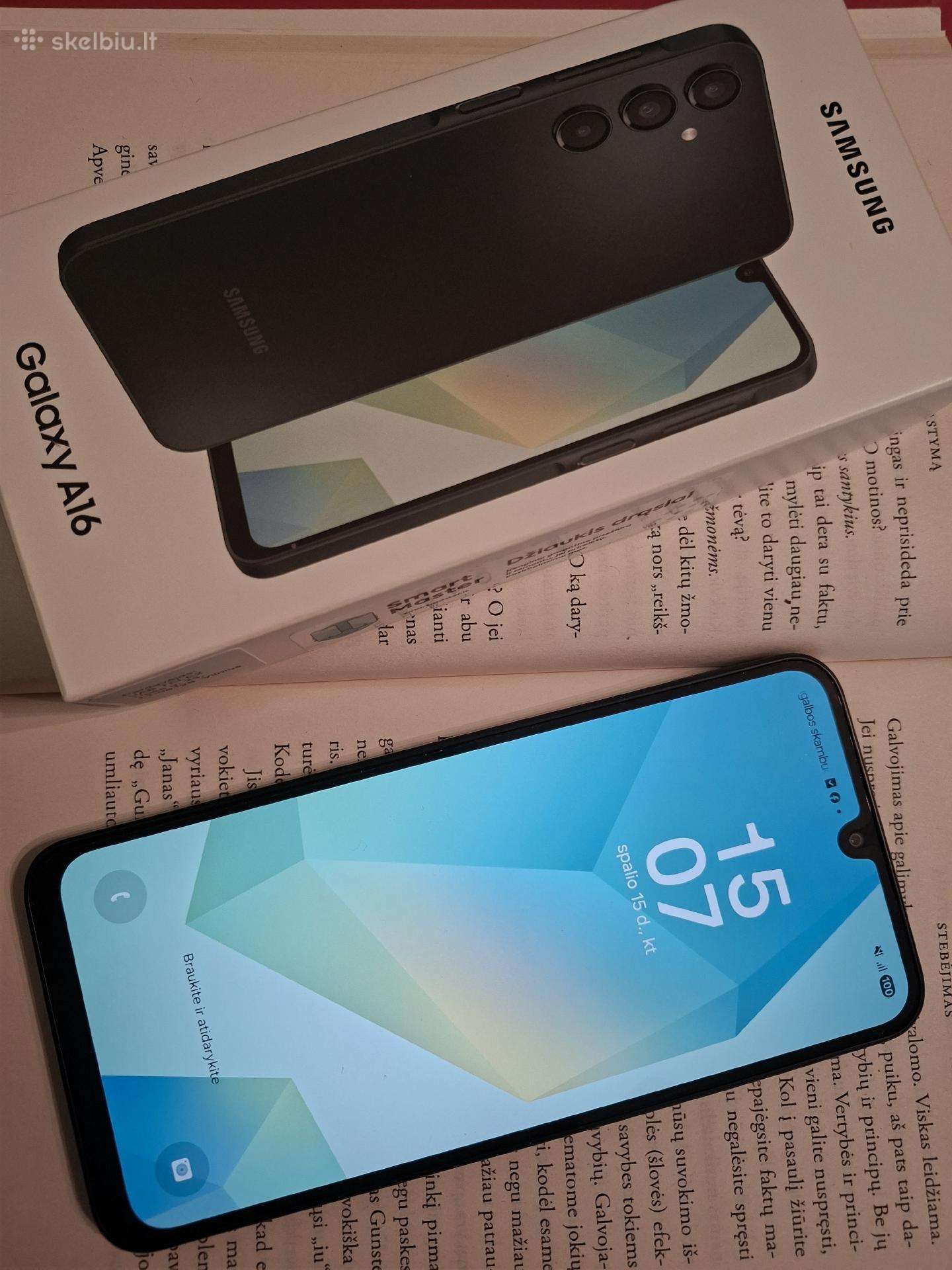 Naujas telefonas Samsung A16 su apsaugine plėvele