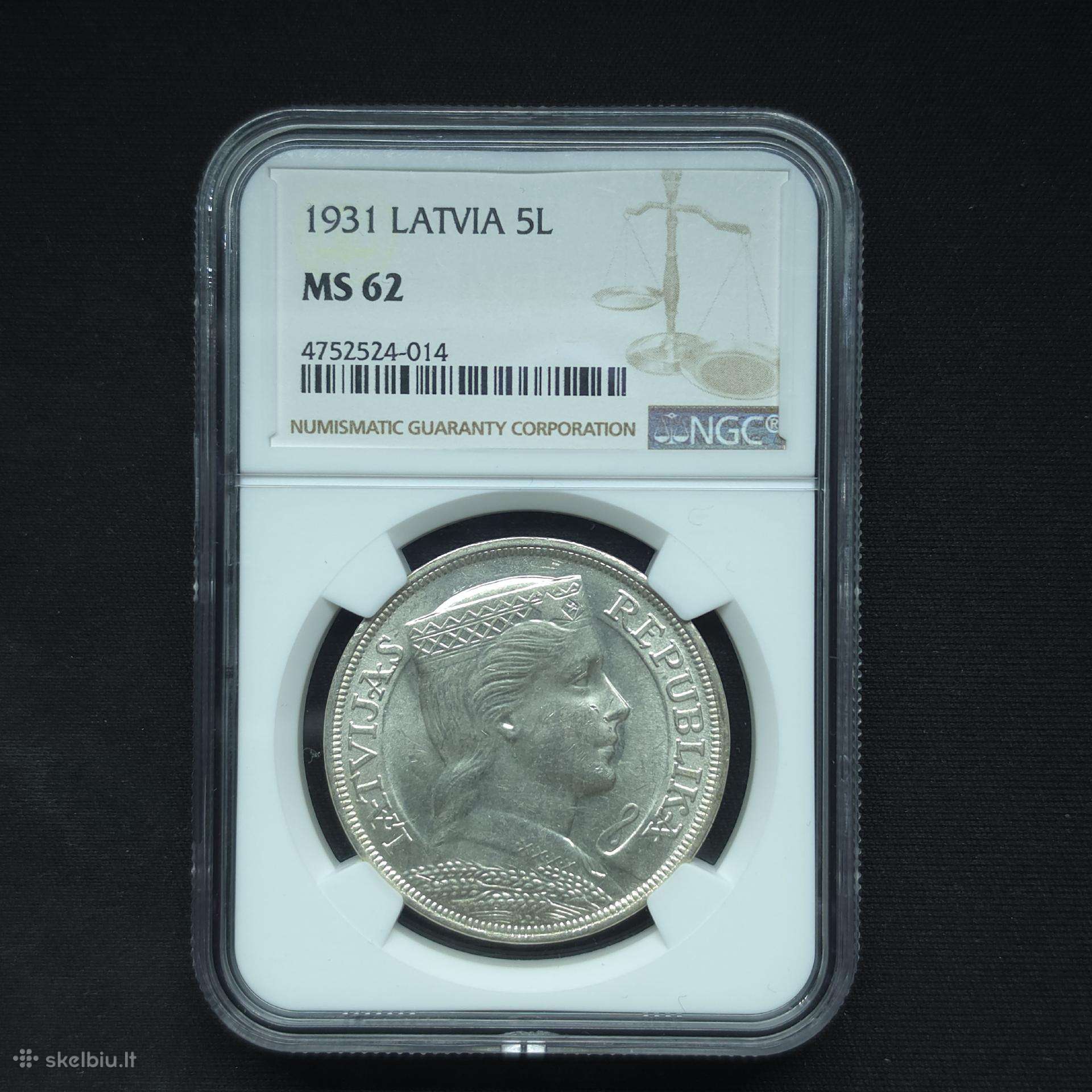 5 latai 1931 m. Ngc Ms 62 Latvija sidabras